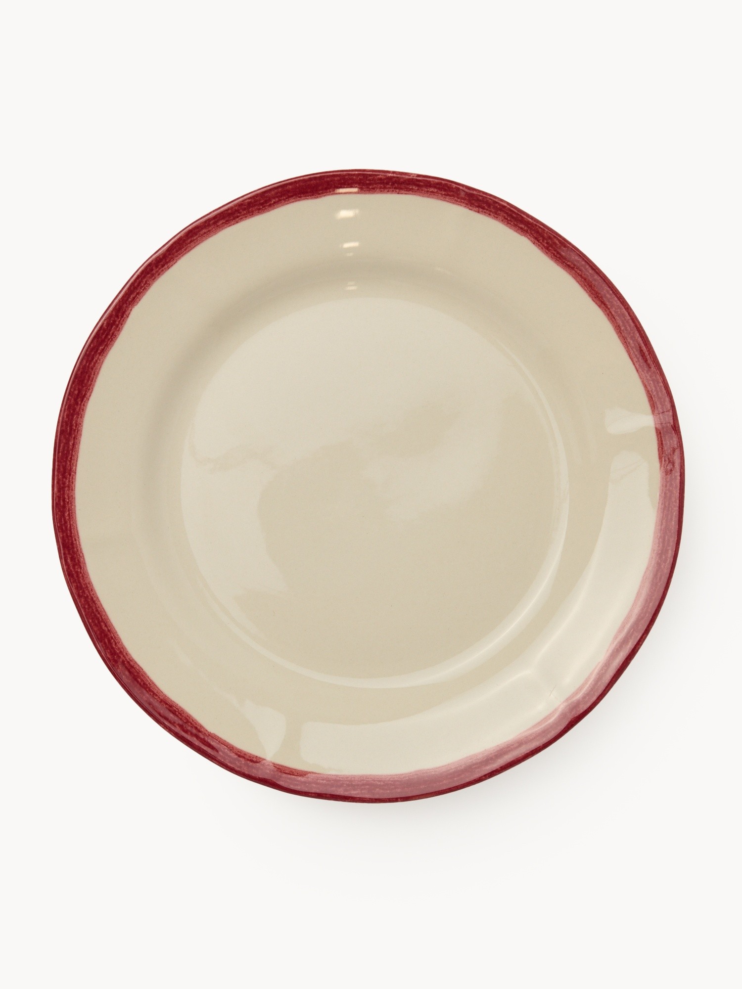 Ceramic dinner plate with colored edge, Bianco/Rosso, large image number 0