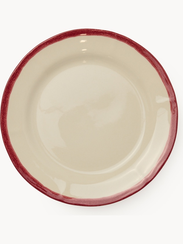Ceramic dinner plate with colored edge