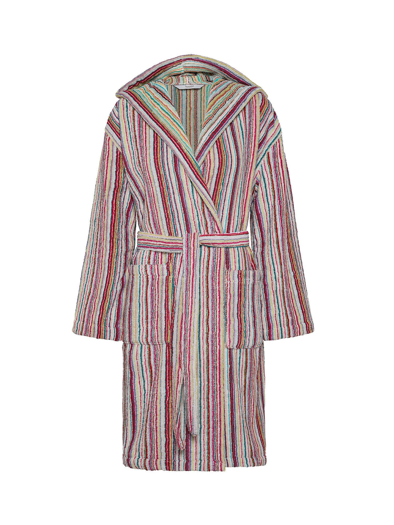 Striped cotton terry bathrobe, Pink, large image number 0
