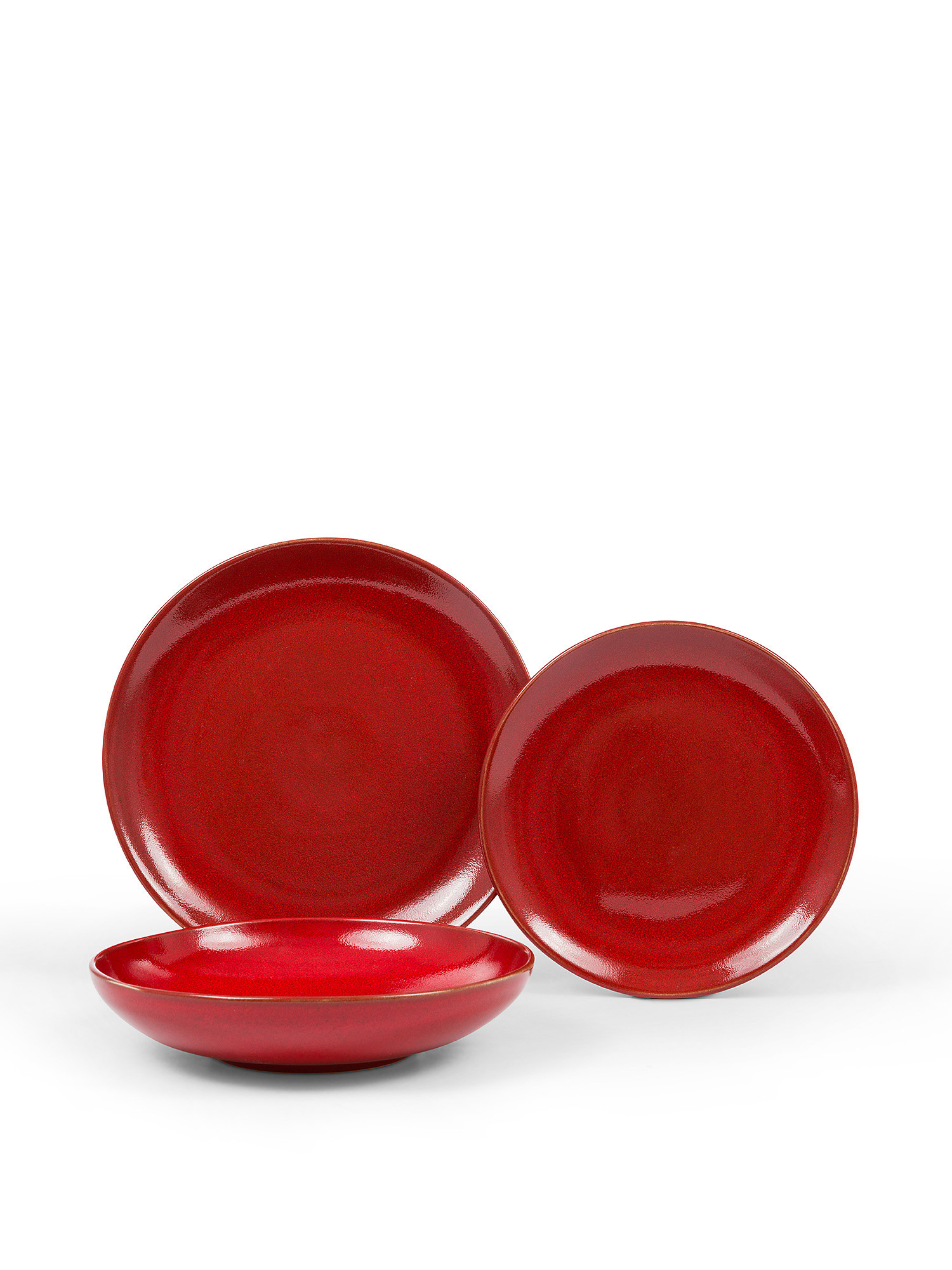 Piatto frutta ceramica effetto anticato, Rosso, large image number 1