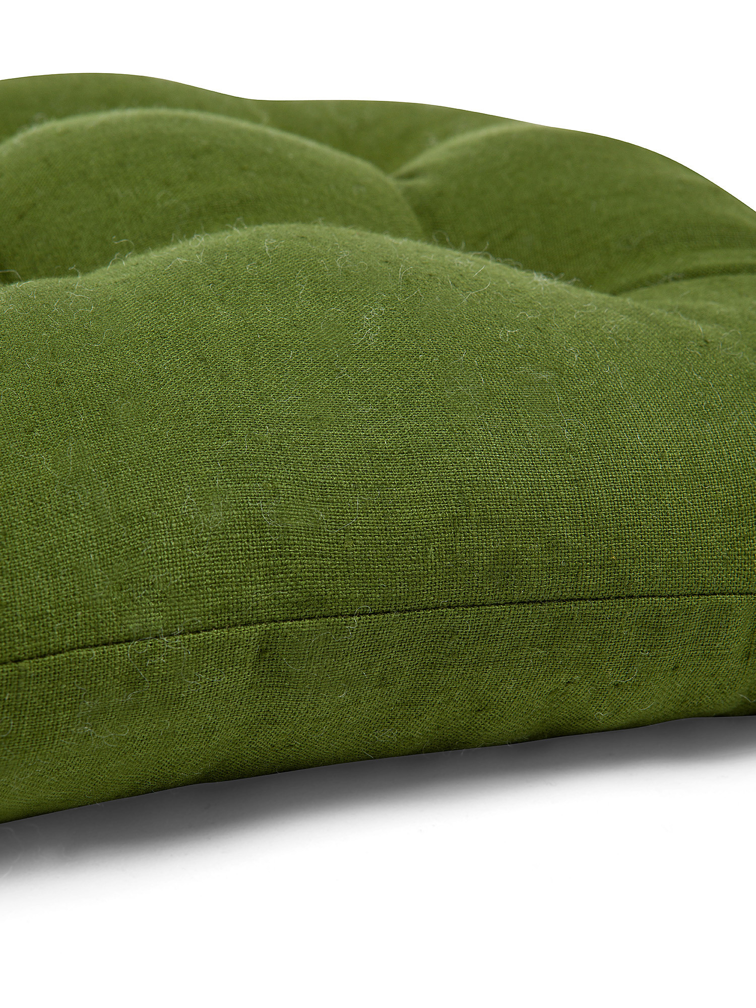 Solid color pure linen chair cushion, Green, large image number 1