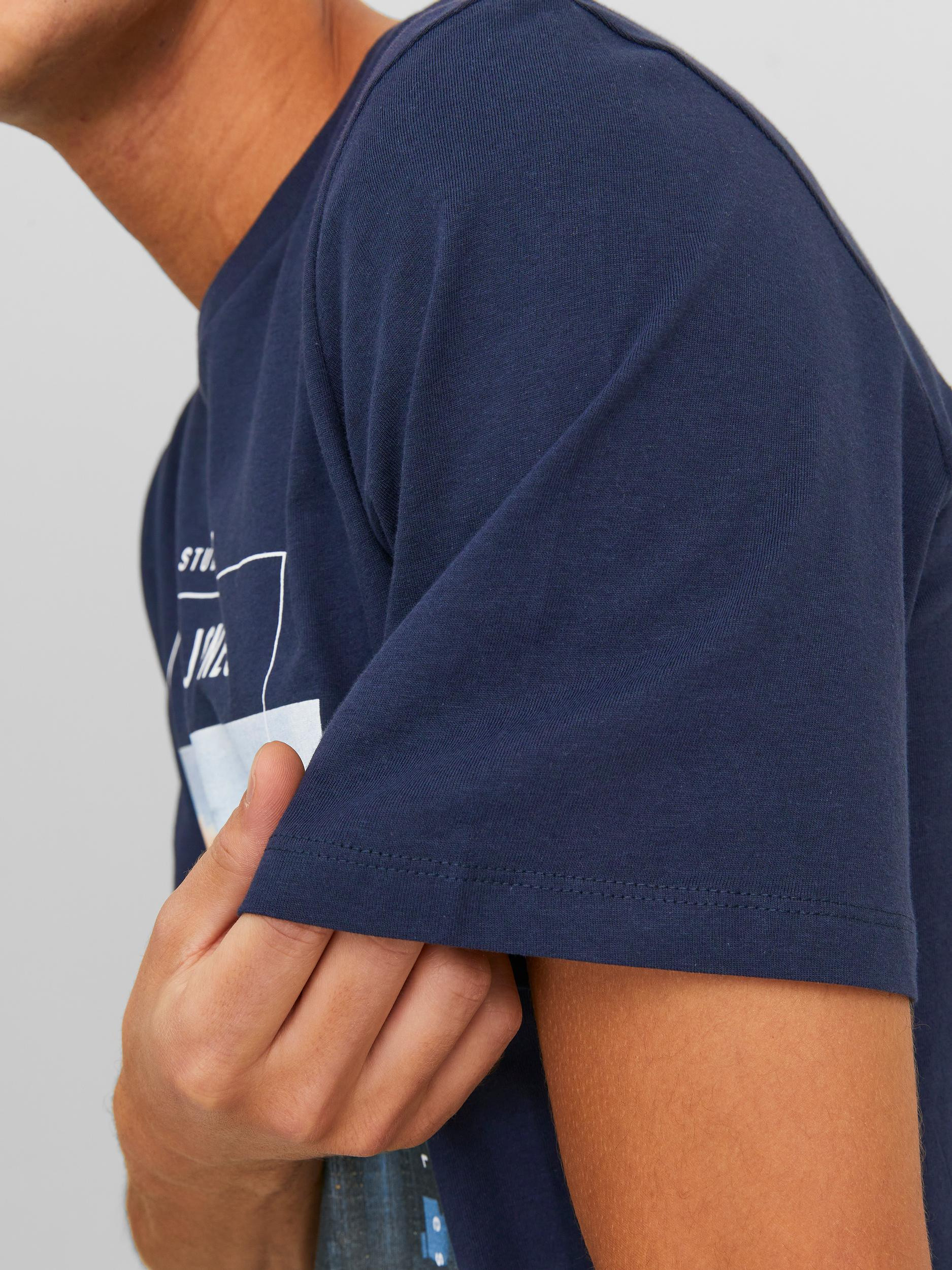 Jack & Jones -Cotton T-shirt with print, Dark Blue, large image number 5