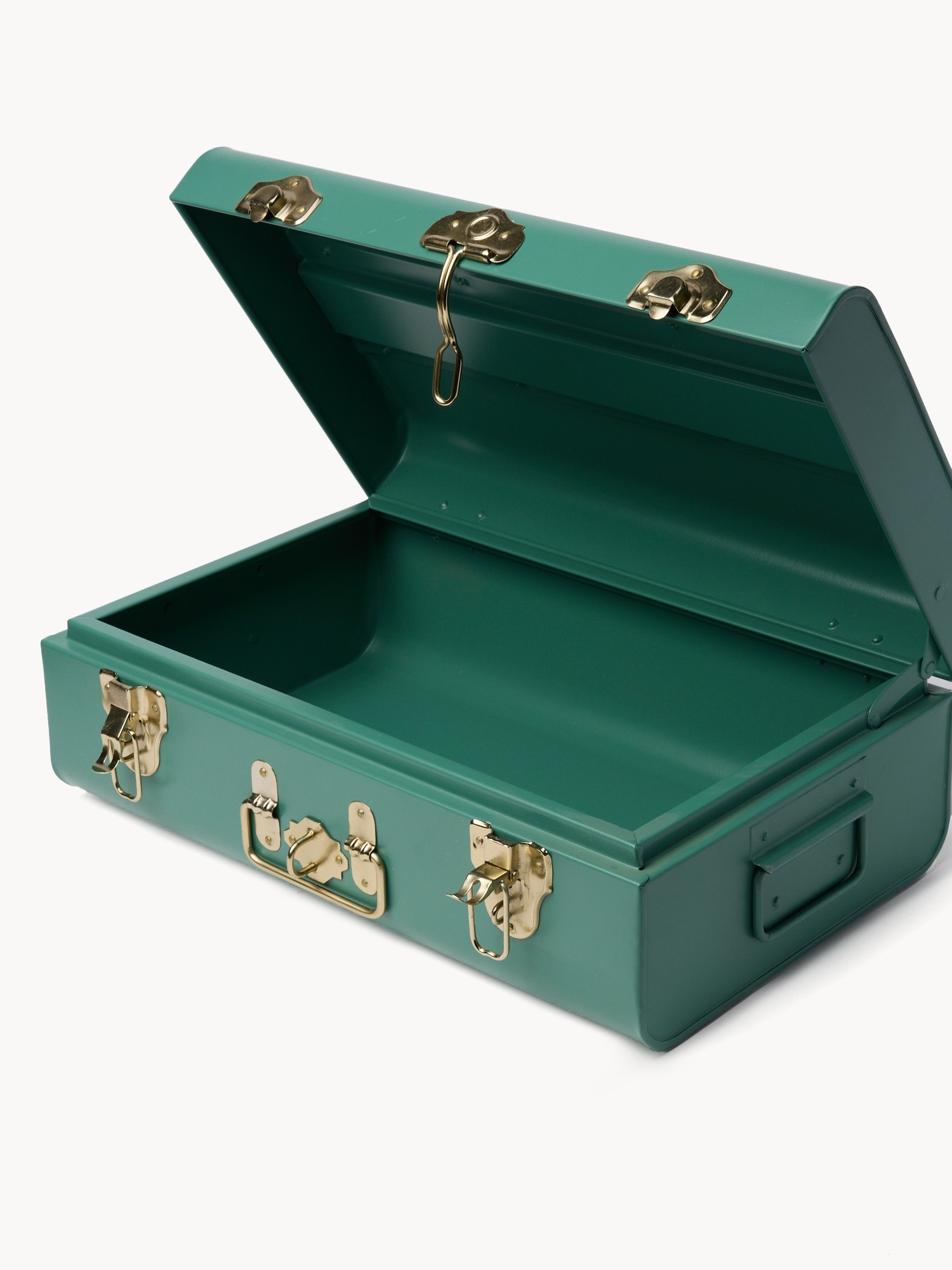 Decorative painted steel trunk, Green, large image number 1