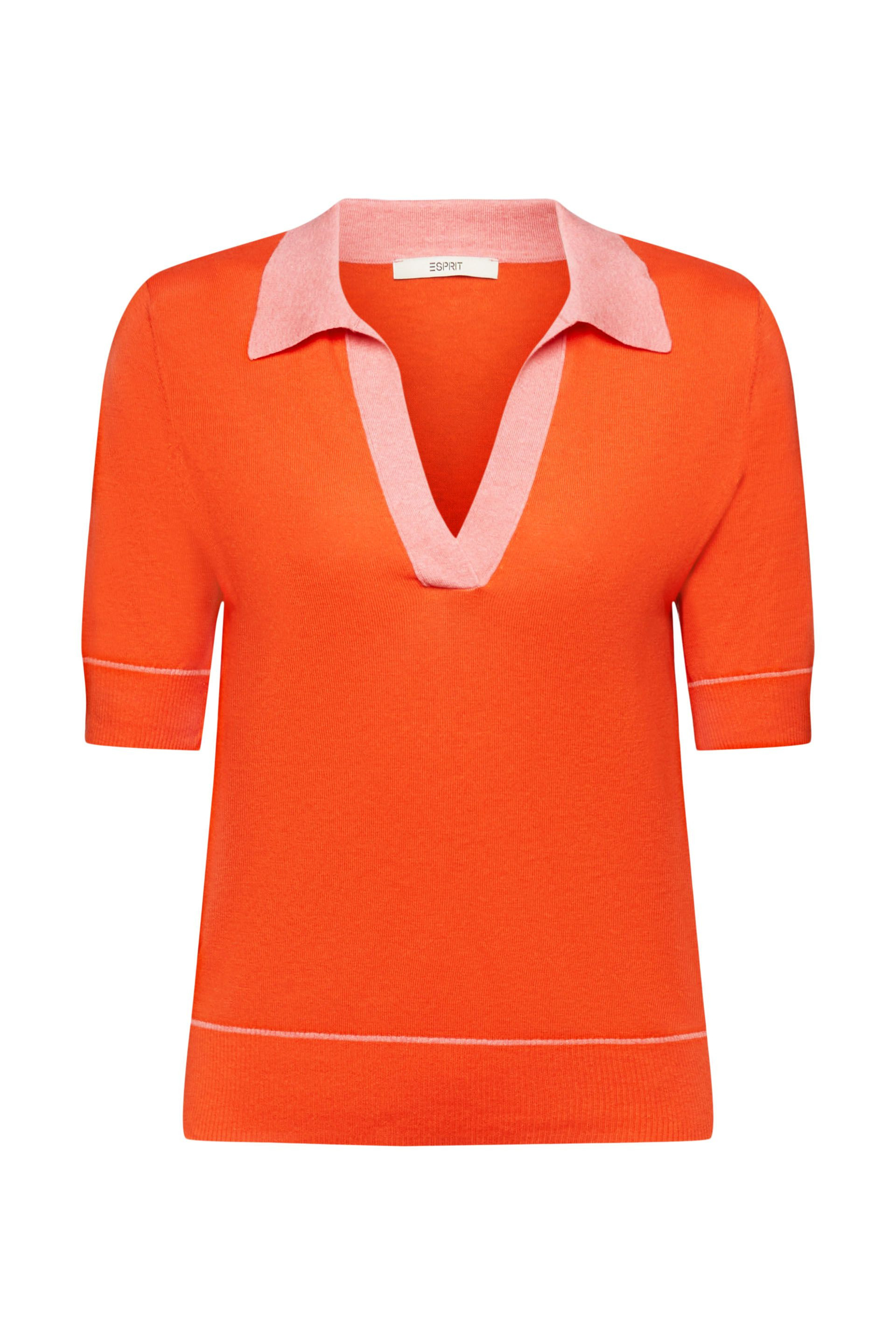 Esprit - Pullover con scollo a V, Arancione, large image number 0