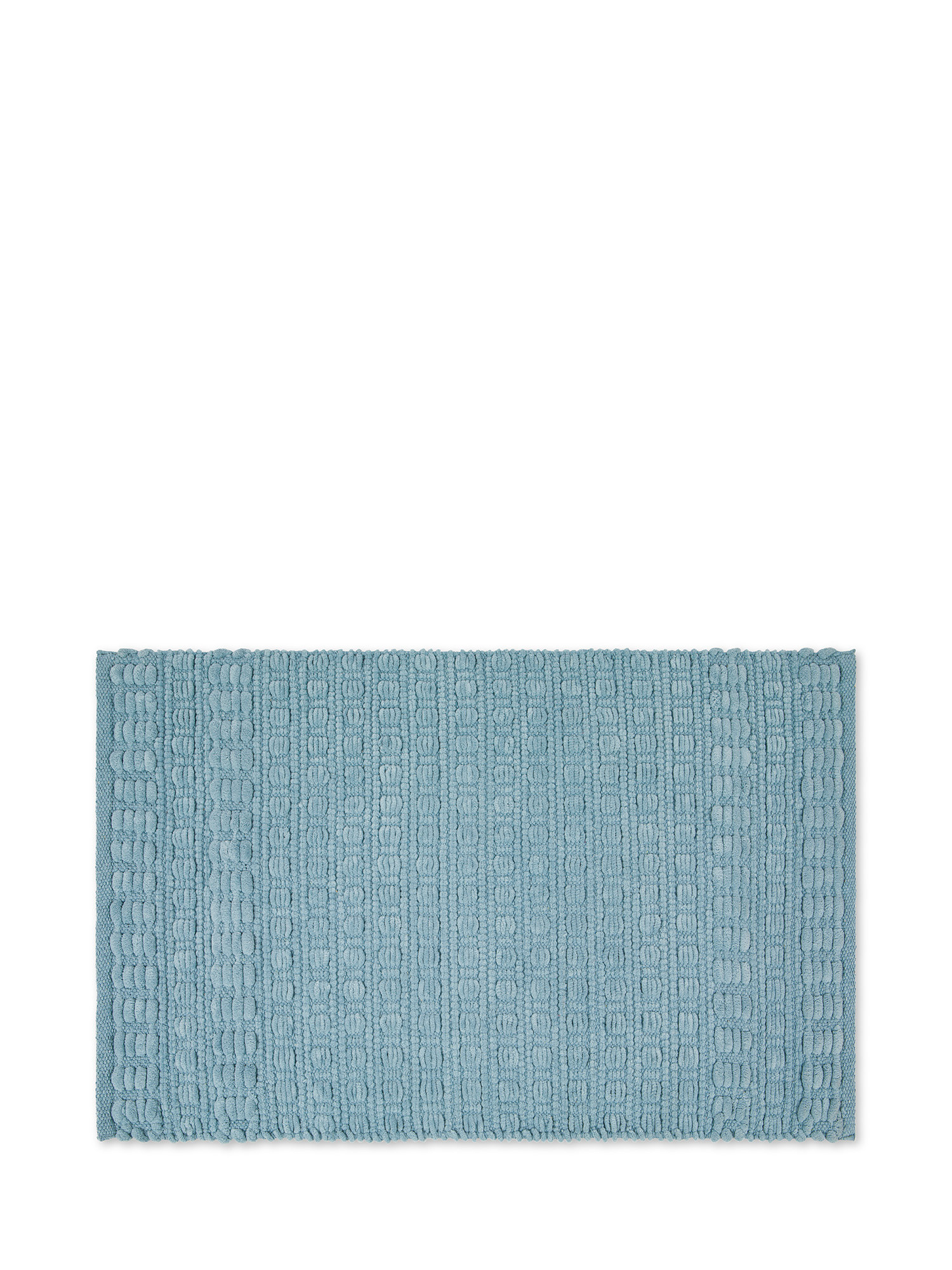 Tappeto bagno in cotone battuto e ciniglia, Azzurro, large image number 0