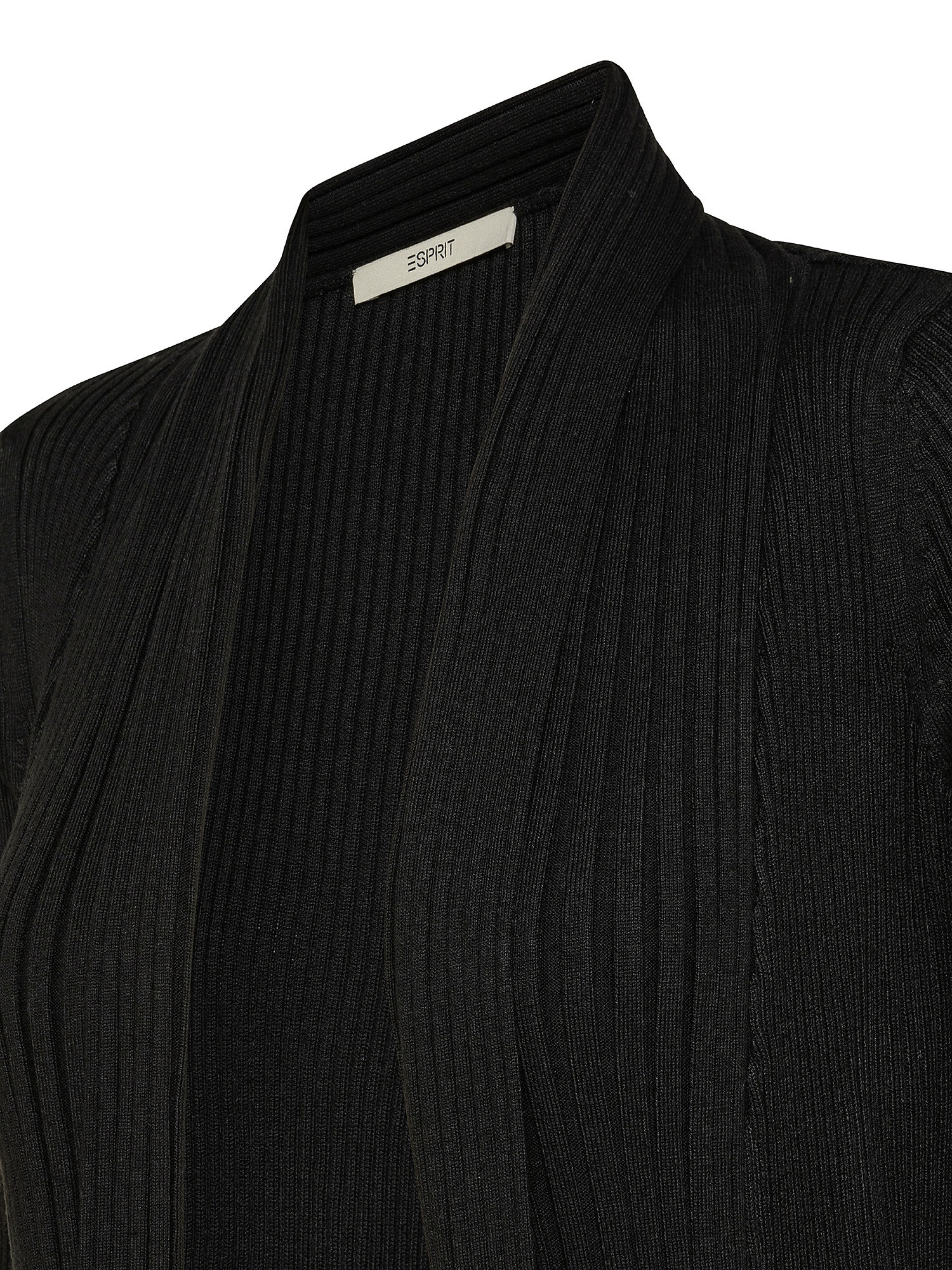 Open ribbed cardigan, Black, large image number 2