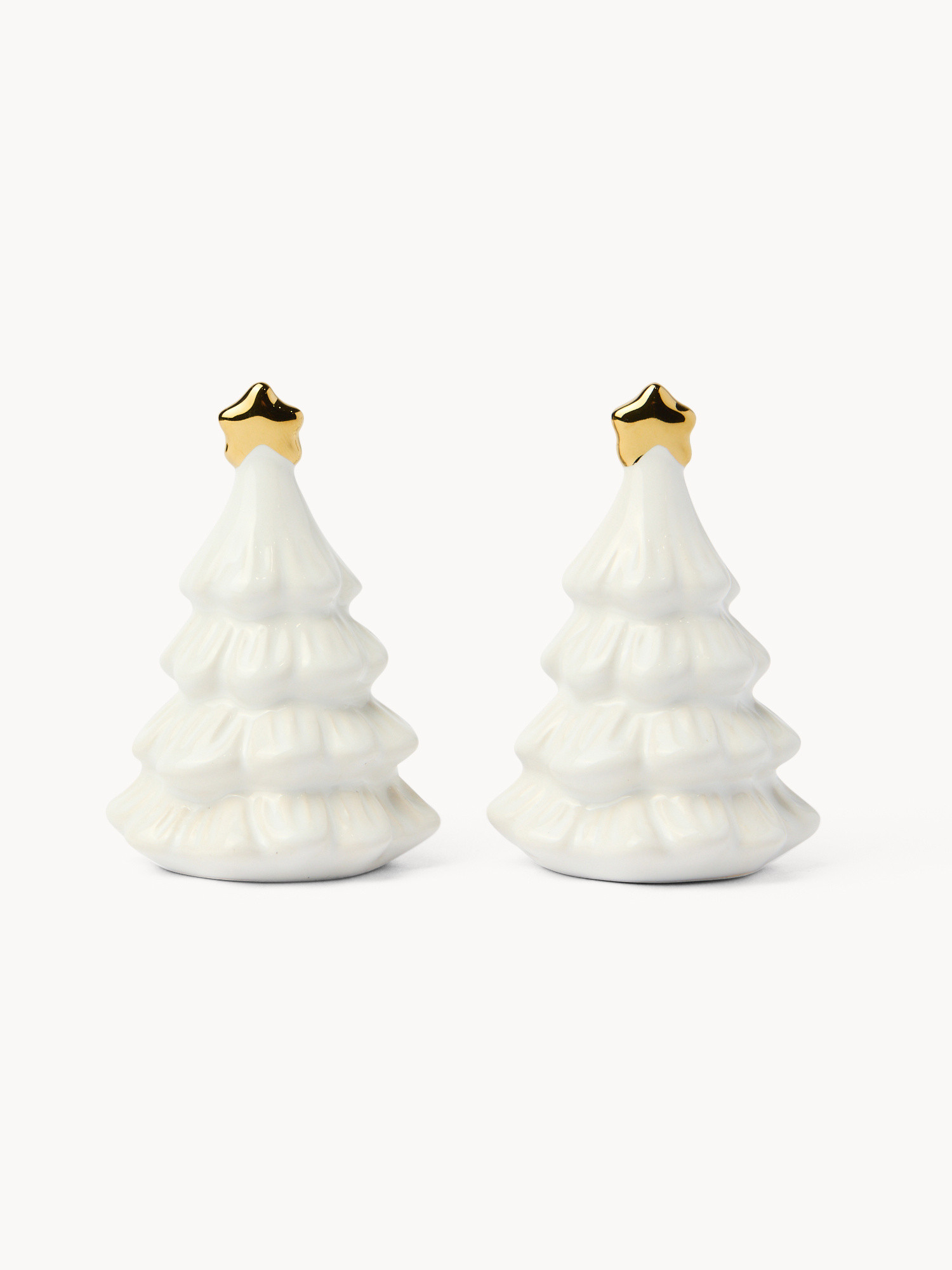 Set sale e pepe in ceramica ad alberello, Bianco, large image number 0