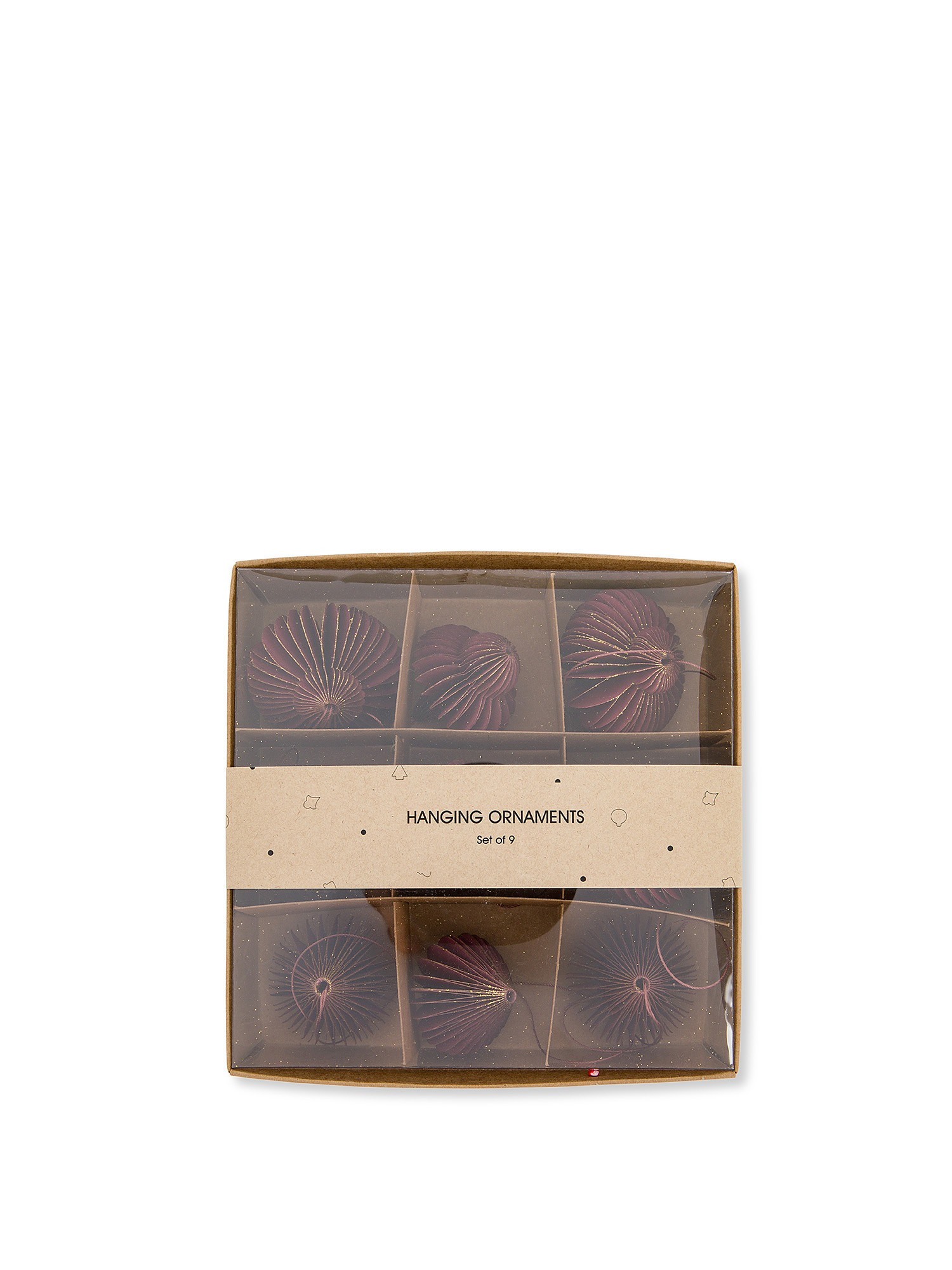 Box of 12 mini paper tree decorations, Red Bordeaux, large image number 1