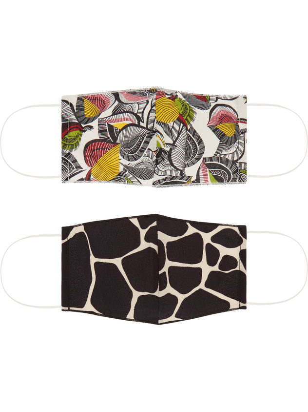 Set of 2 washable masks with patterned fabric