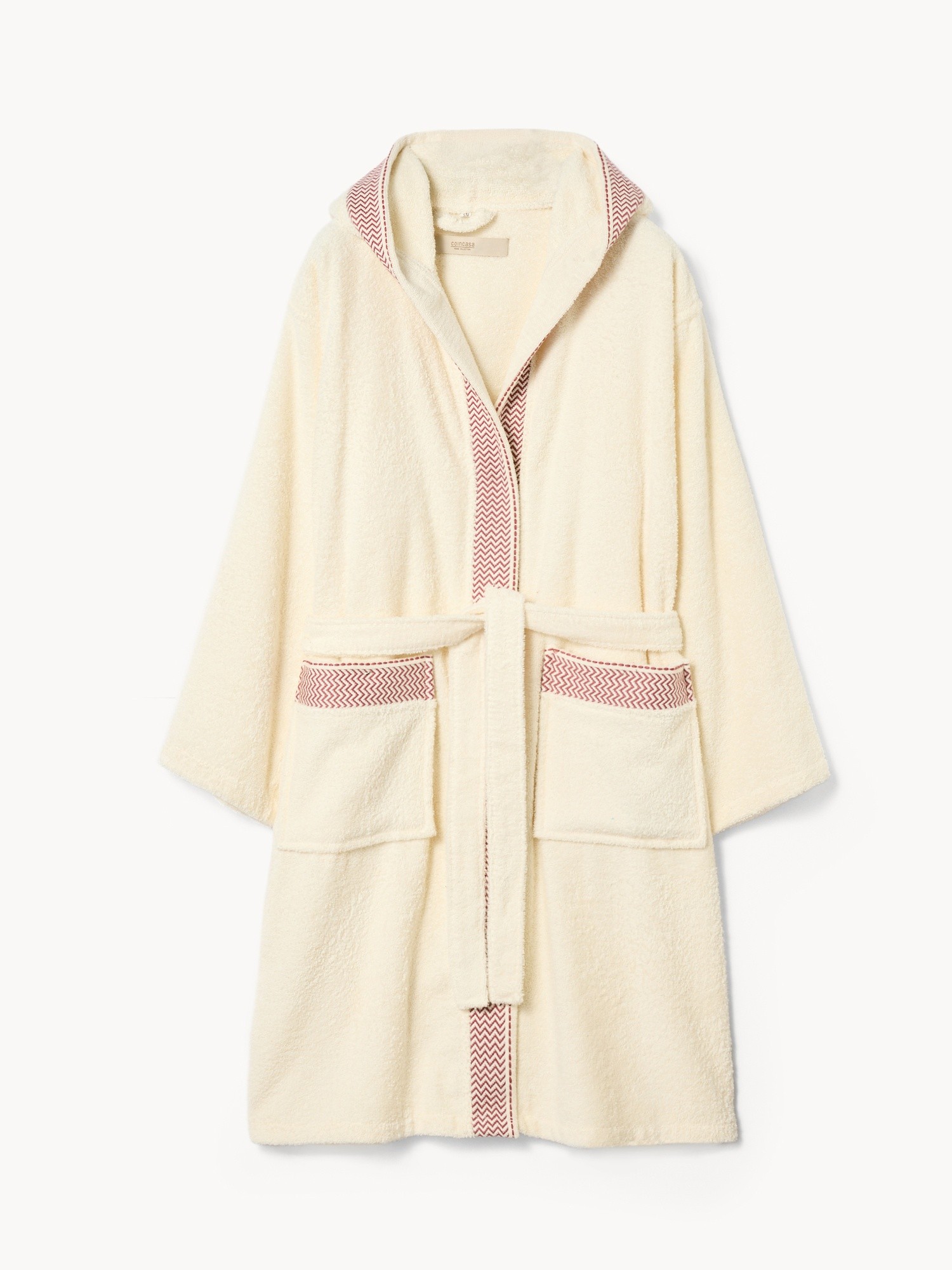 Accappatoio in spugna di puro cotone bordo jacquard, Bianco, large image number 0