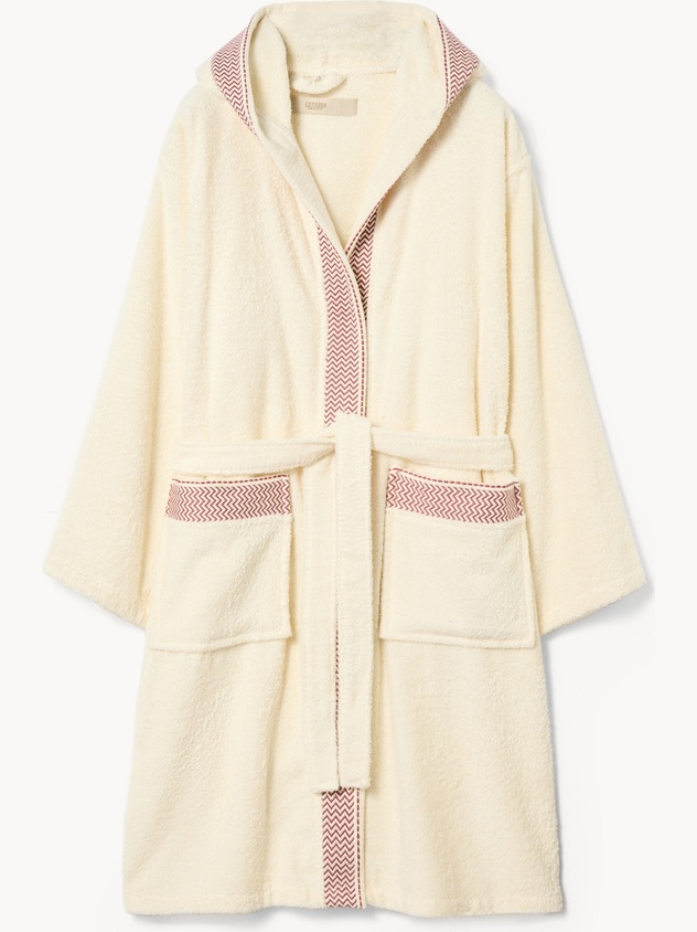 Accappatoio in spugna di puro cotone bordo jacquard