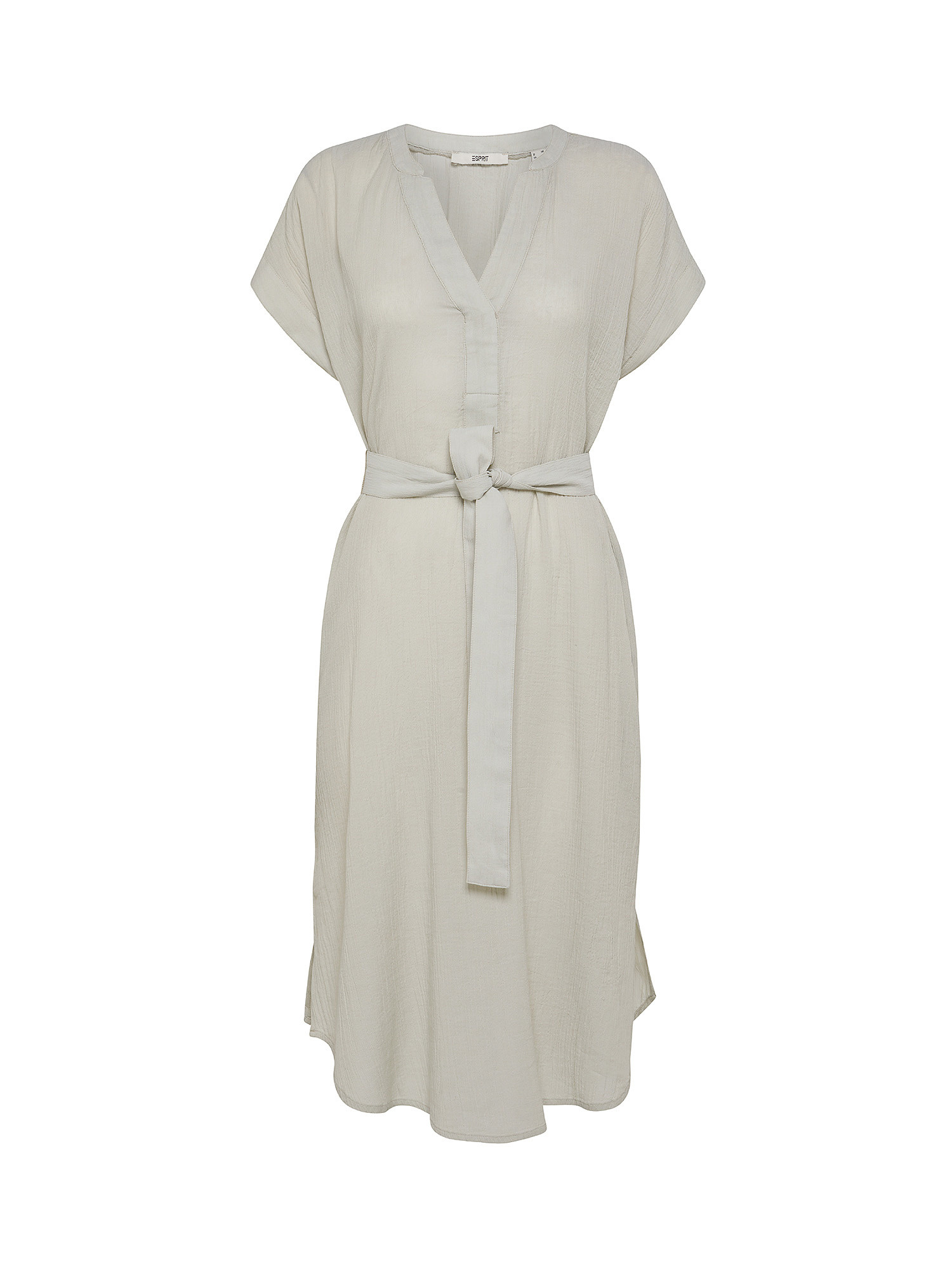 Esprit - Cotton midi dress with belt, Light Beige, large image number 0