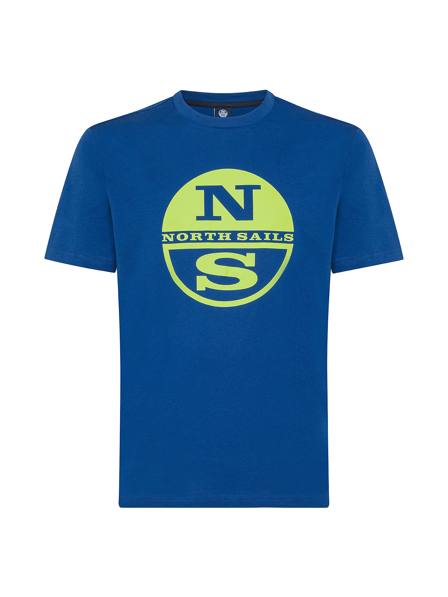 North sails - T-shirt in jersey di cotone organico con maxi logo stampato, Blu elettrico, large image number 0