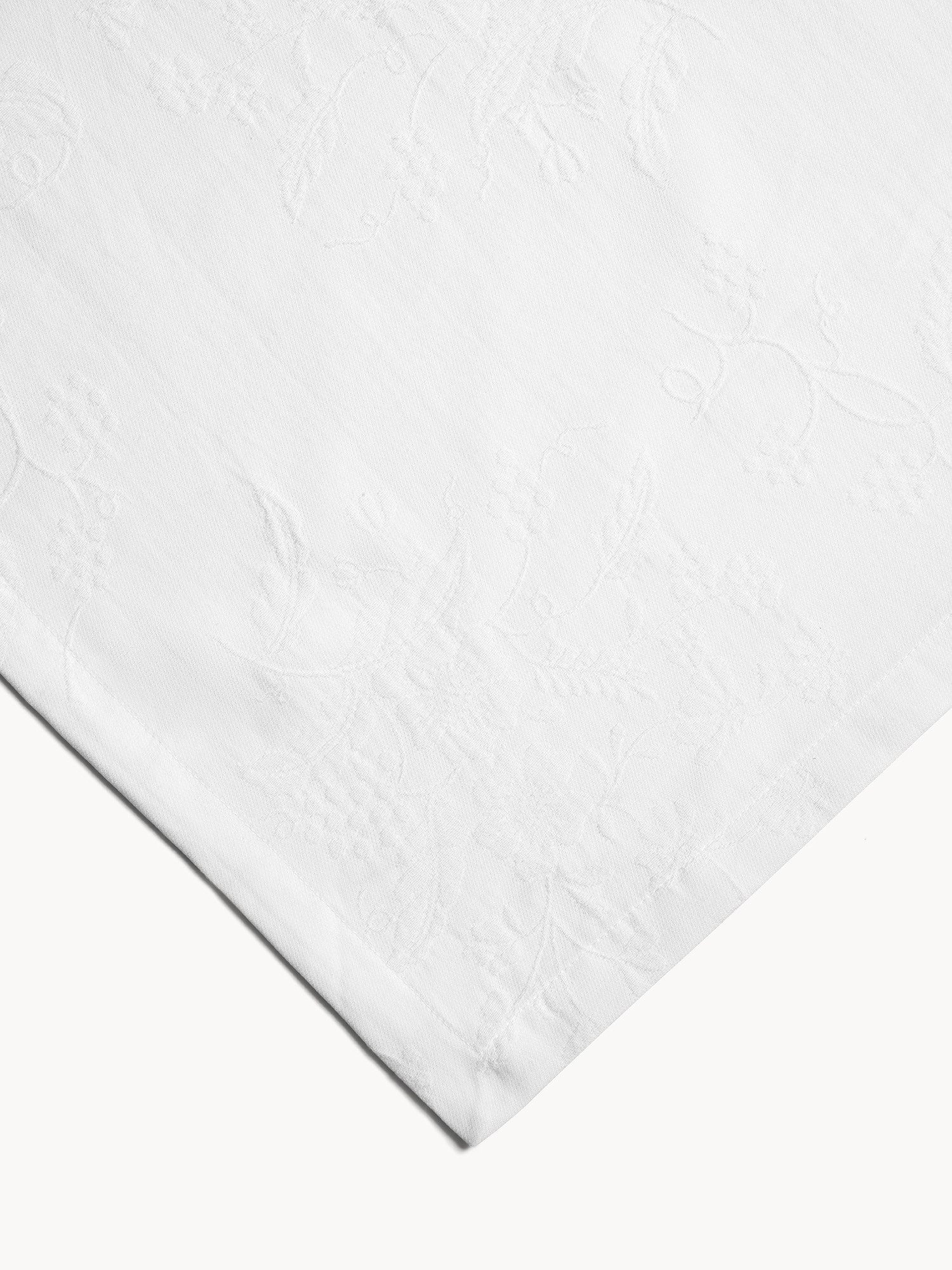 Centrotavola in puro cotone jacquard motivo floreale, Bianco, large image number 1