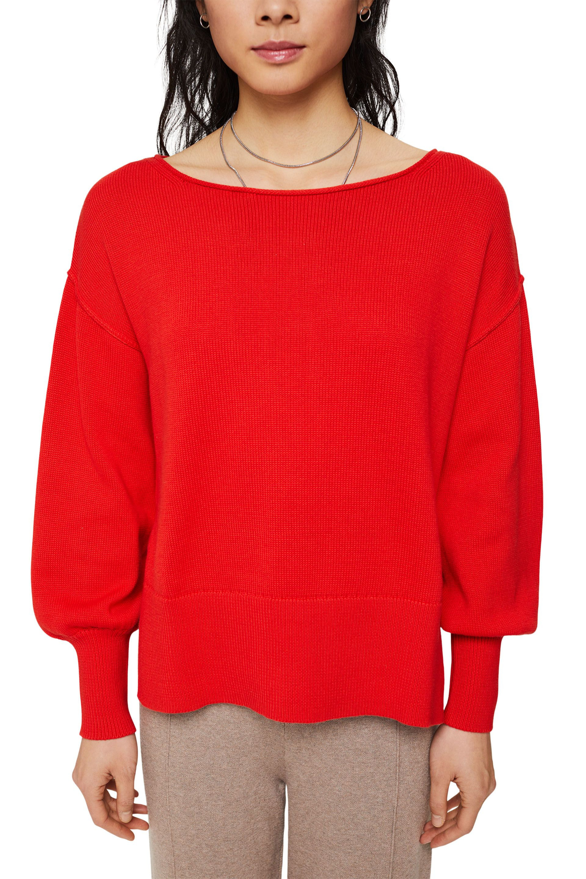 Knitted pullover with slits, Red, large image number 1