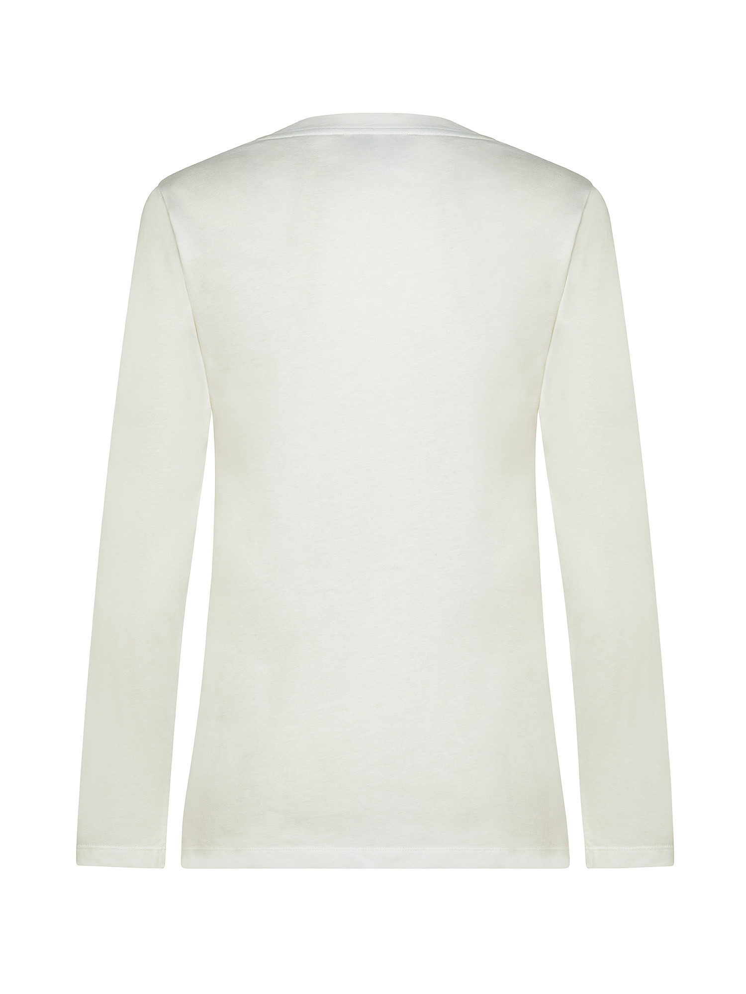 T-shirt in cotone a tinta unita, Bianco sporco, large image number 1