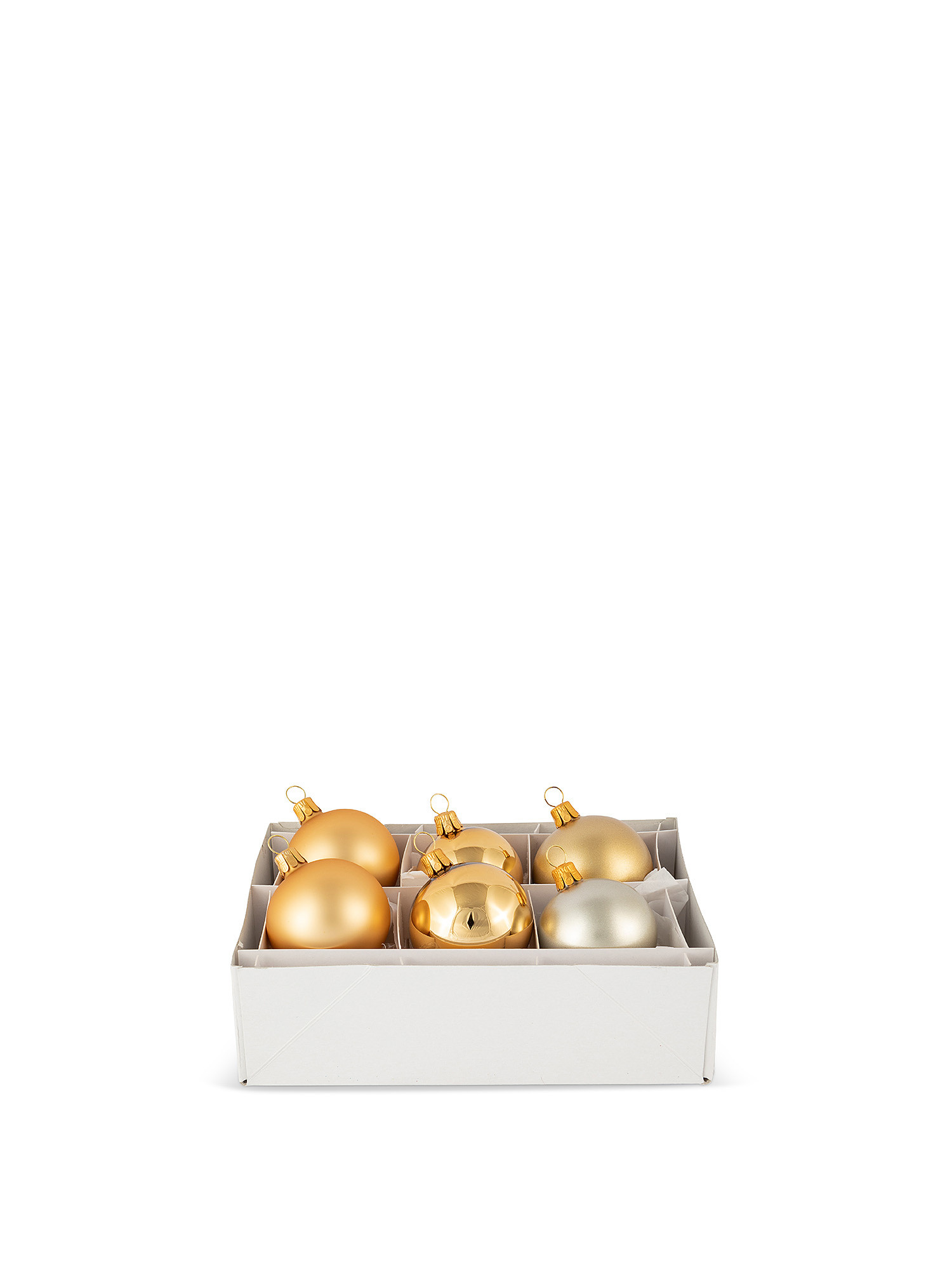 Set of 6 glass balls, Gold, large image number 0