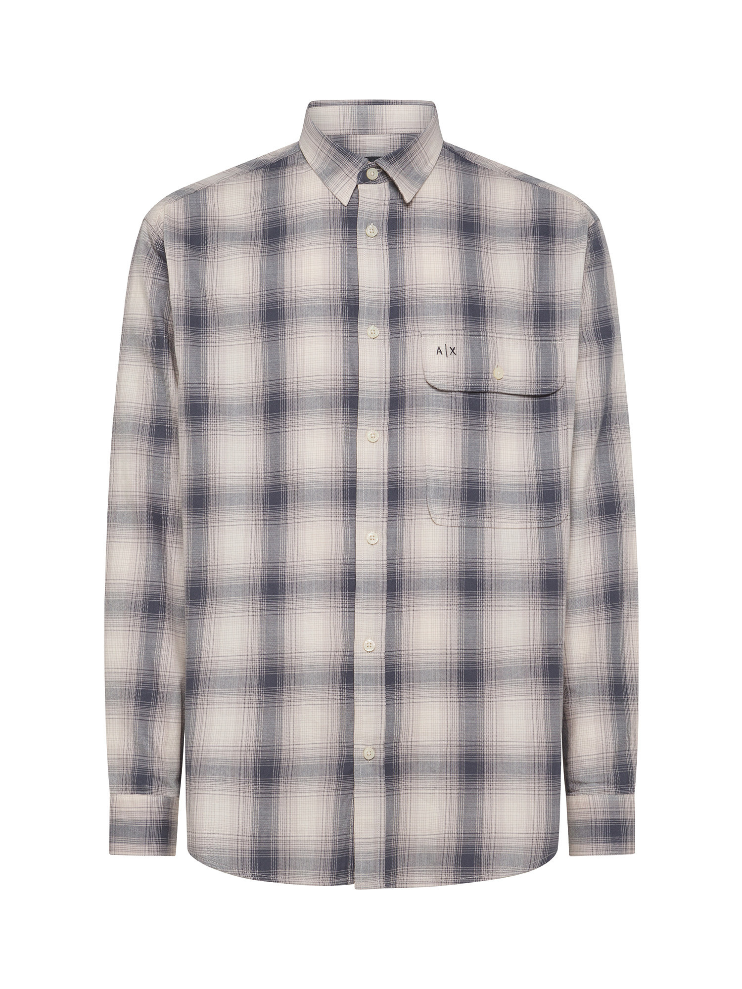 Armani Exchange - Checked shirt in cotton flannel, Beige, large image number 0