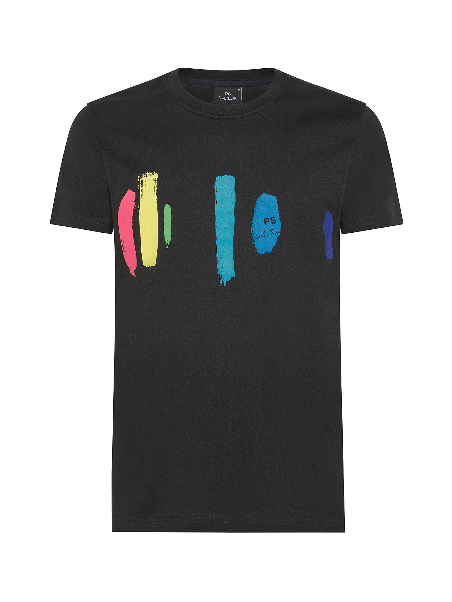 Paul Smith - Slim fit cotton T-shirt with brush strokes print, Black, large image number 0