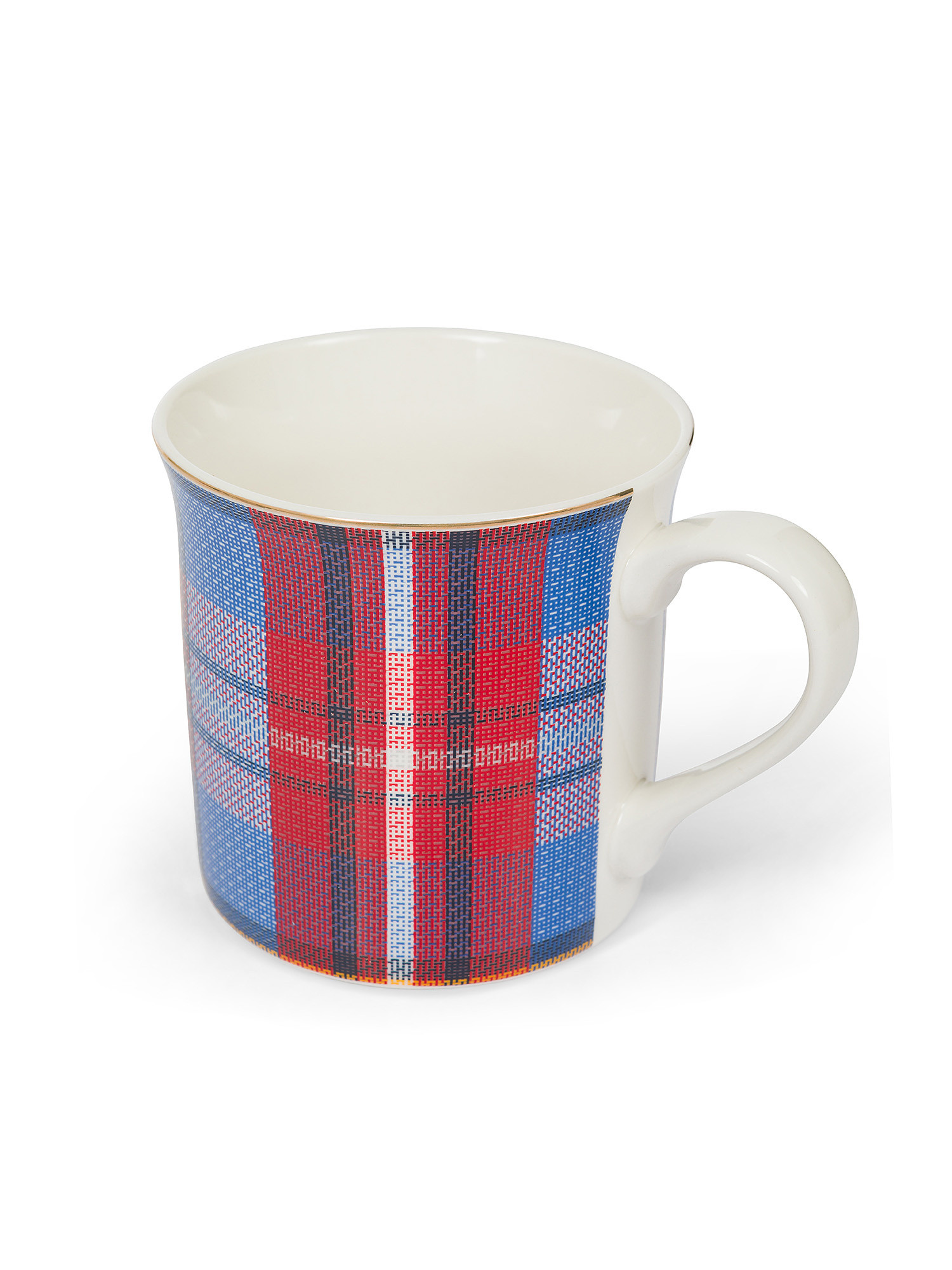 Set of 2 new bone china tartan mugs., Blue, large image number 1