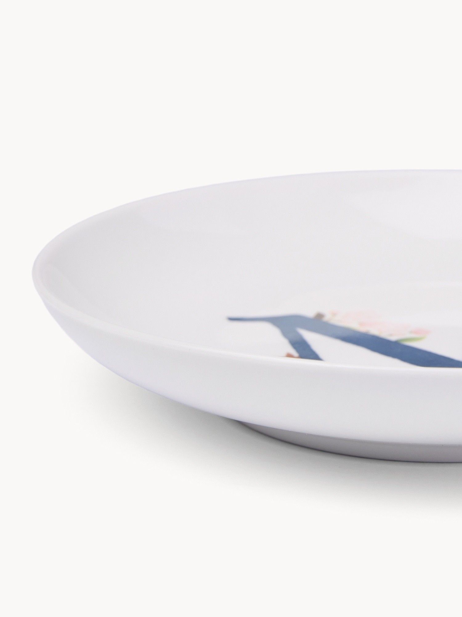 Piattino pane in new bone china lettera M, Bianco, large image number 1