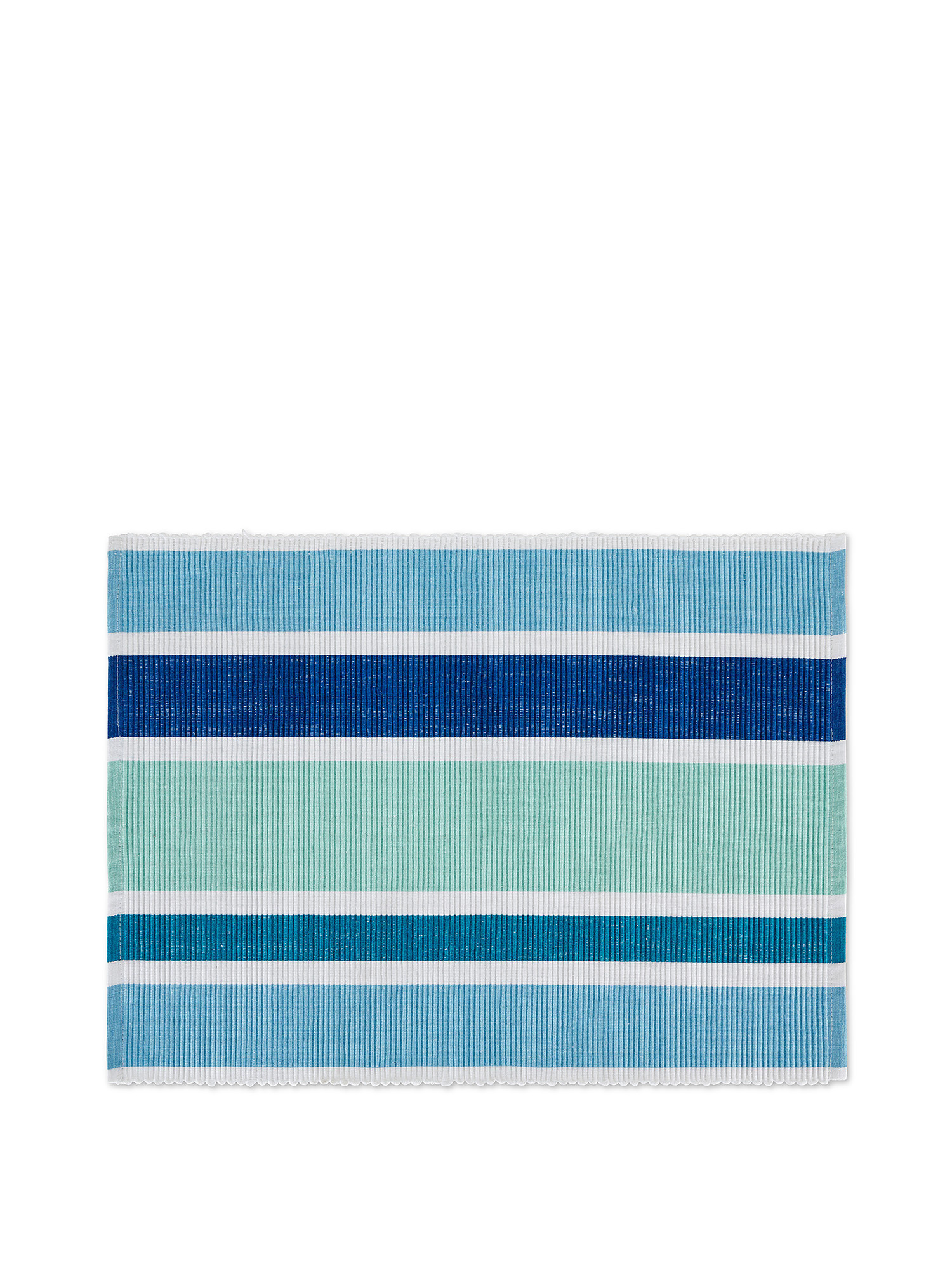 Striped yarn-dyed cotton placemat, Blue, large image number 0