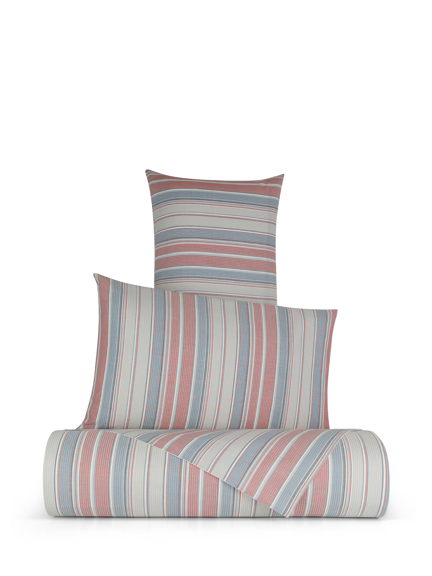 Stripes pattern yarn-dyed cotton duvet set, Blue, large image number 0