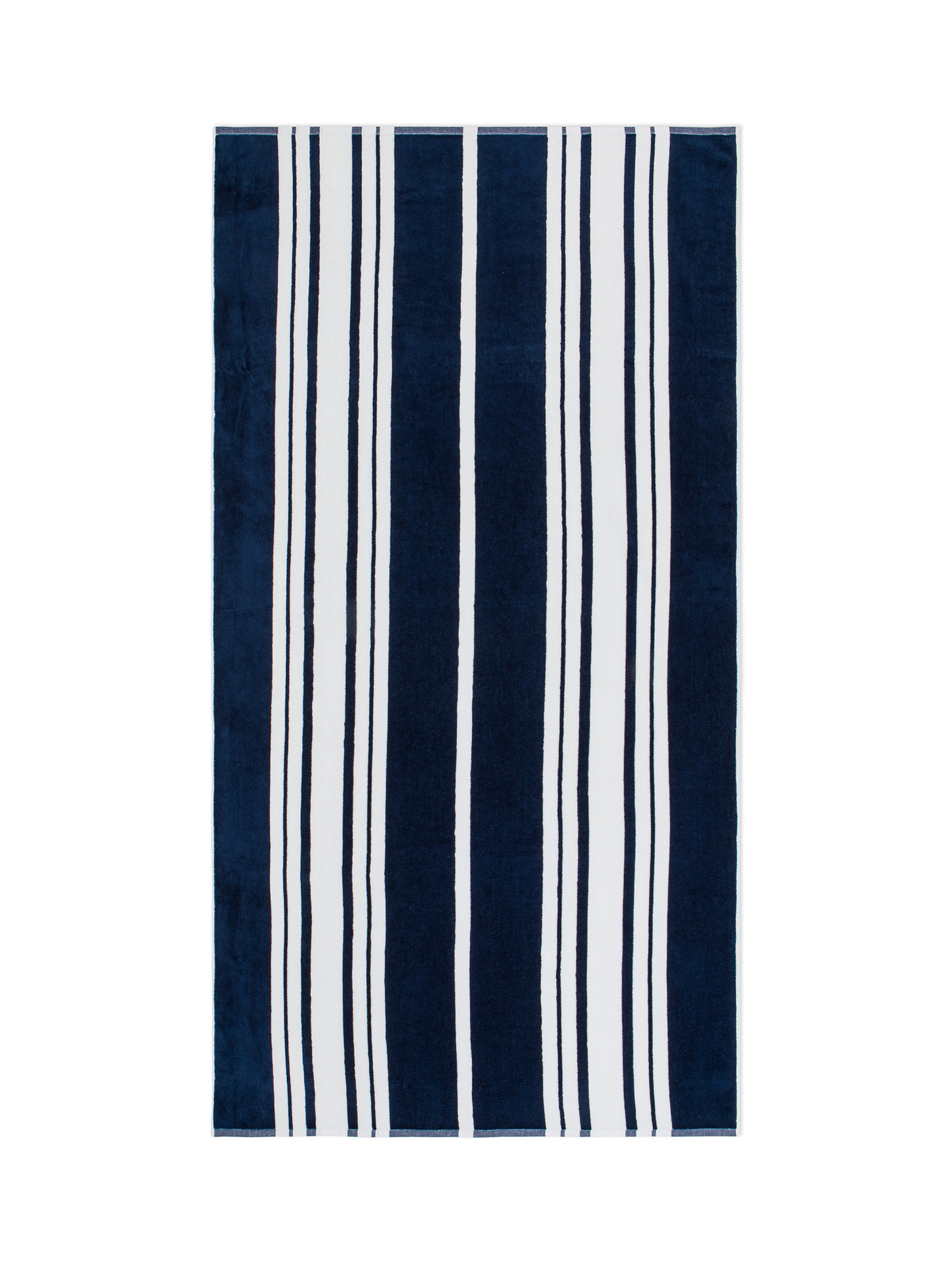Striped velor cotton terry beach towel, Blue, large image number 0