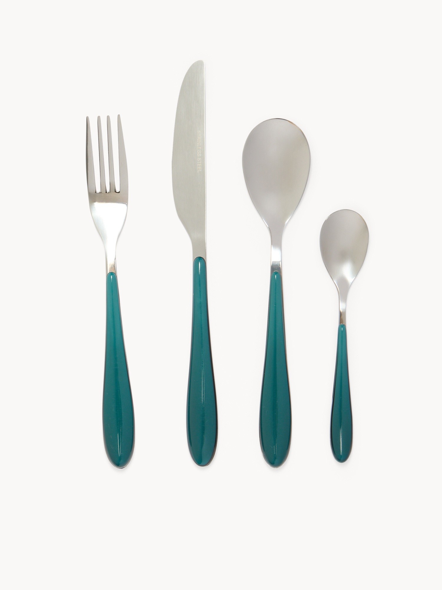 24-piece stainless steel flatware set with plastic handles, Petroleum , large image number 0