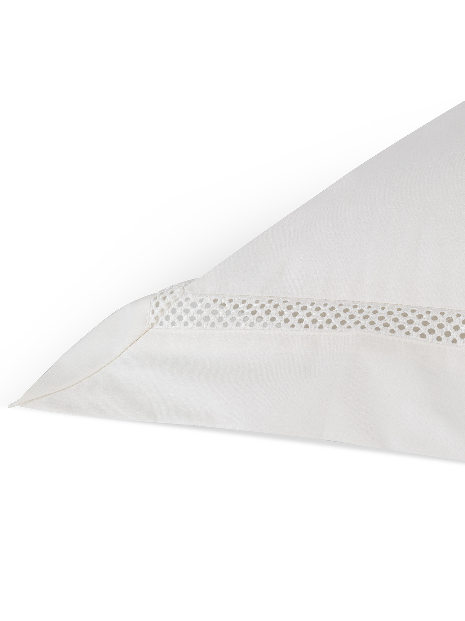 Portofino pillowcase in 100% cotton percale with drawn thread work, Beige, large image number 1