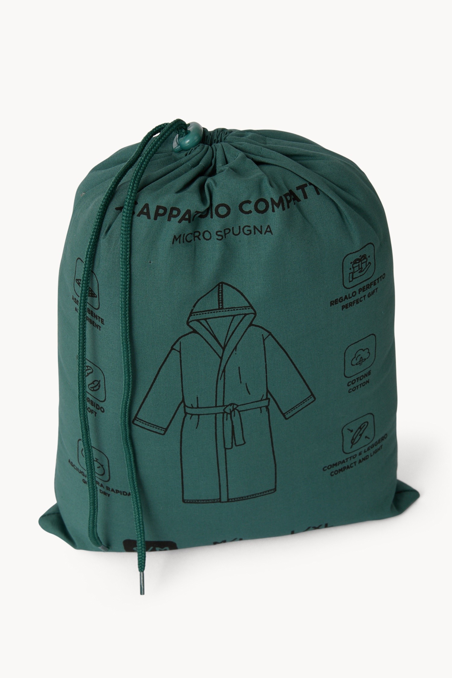 Lightweight and absorbent cotton terry bathrobe - Discounted price, Green, large image number 2