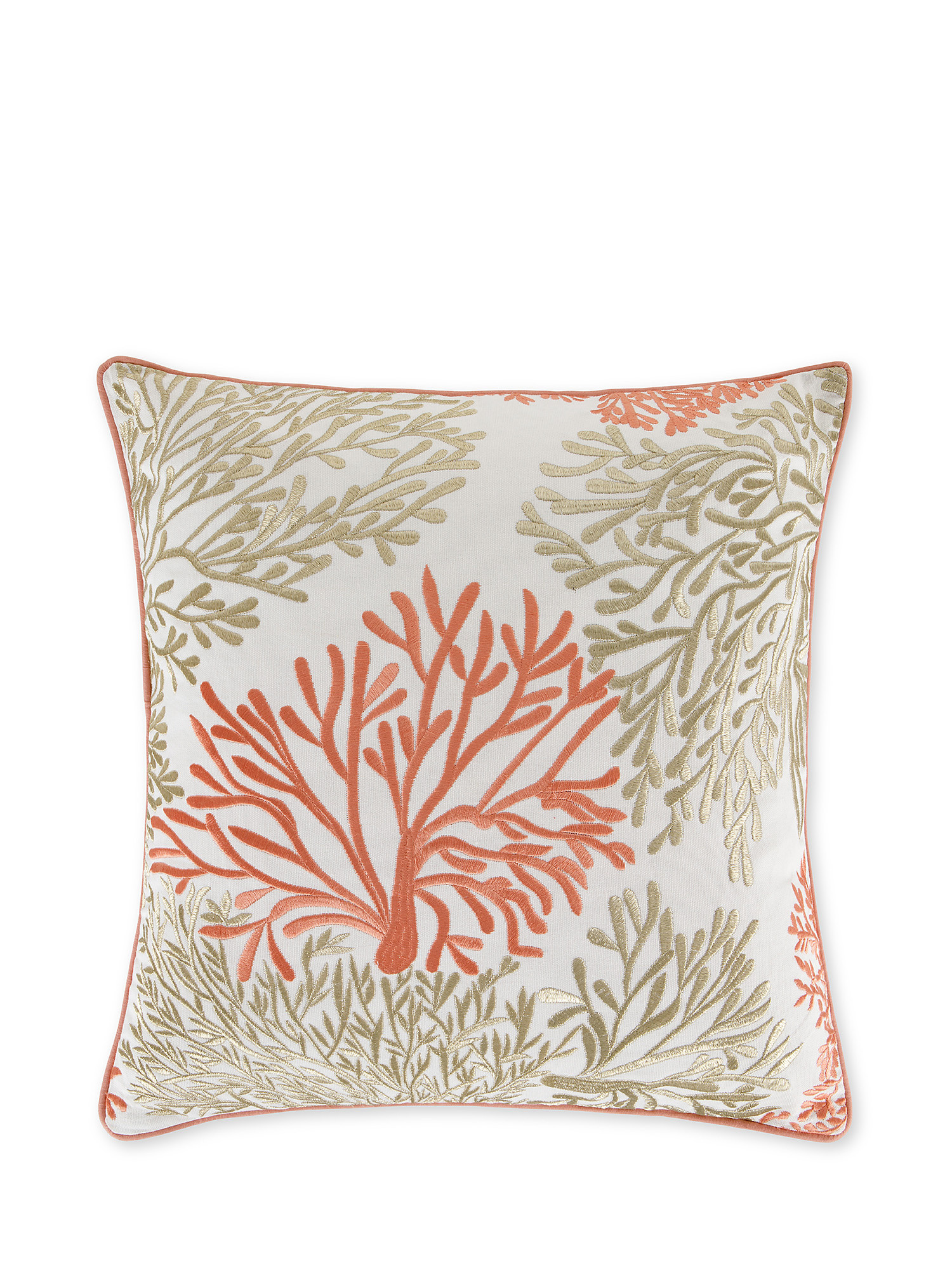 Coral embroidery cushion 45x45cm, White, large image number 0