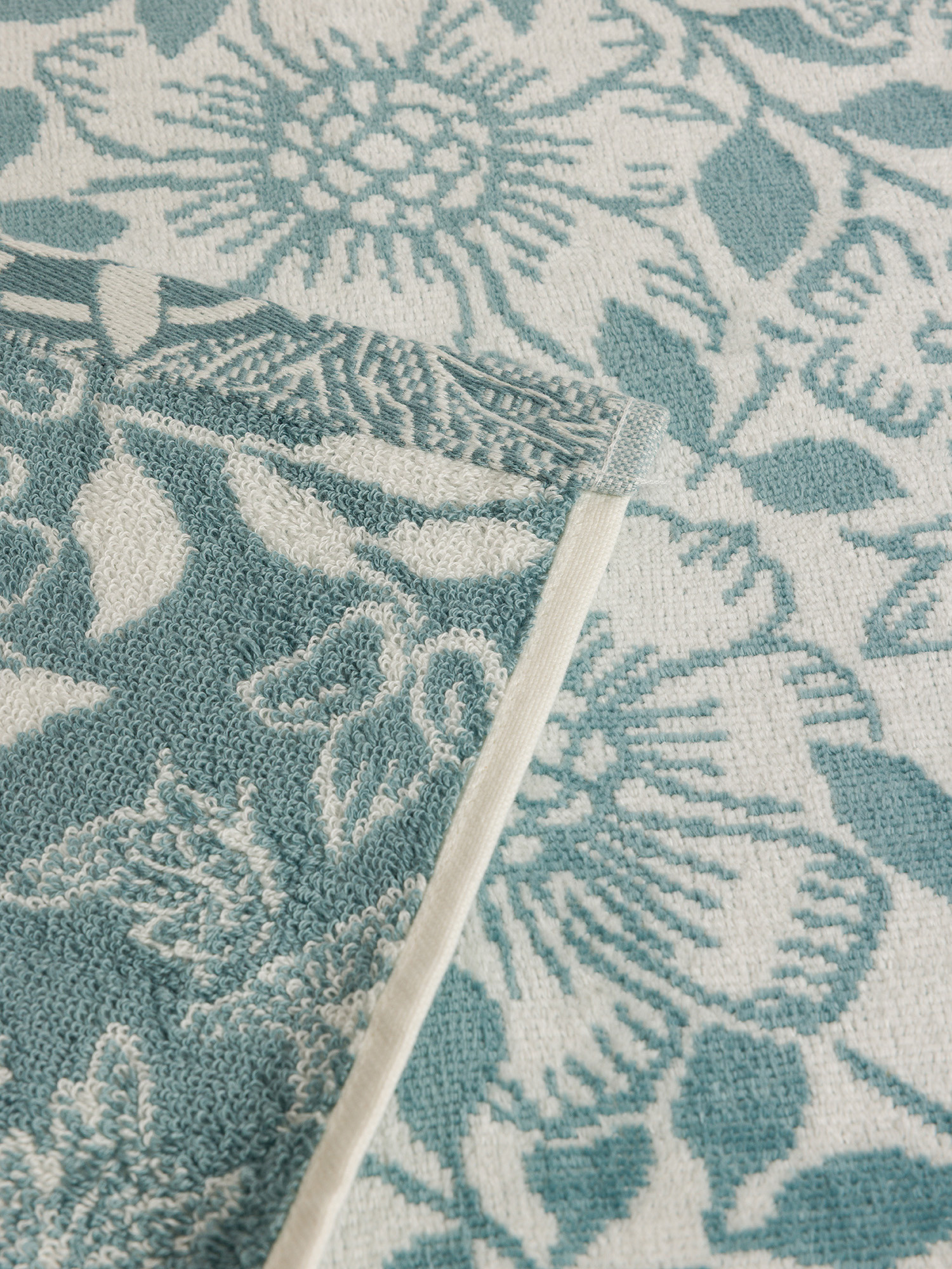 Asciugamano in cotone velour fantasia floreale, Azzurro, large image number 2