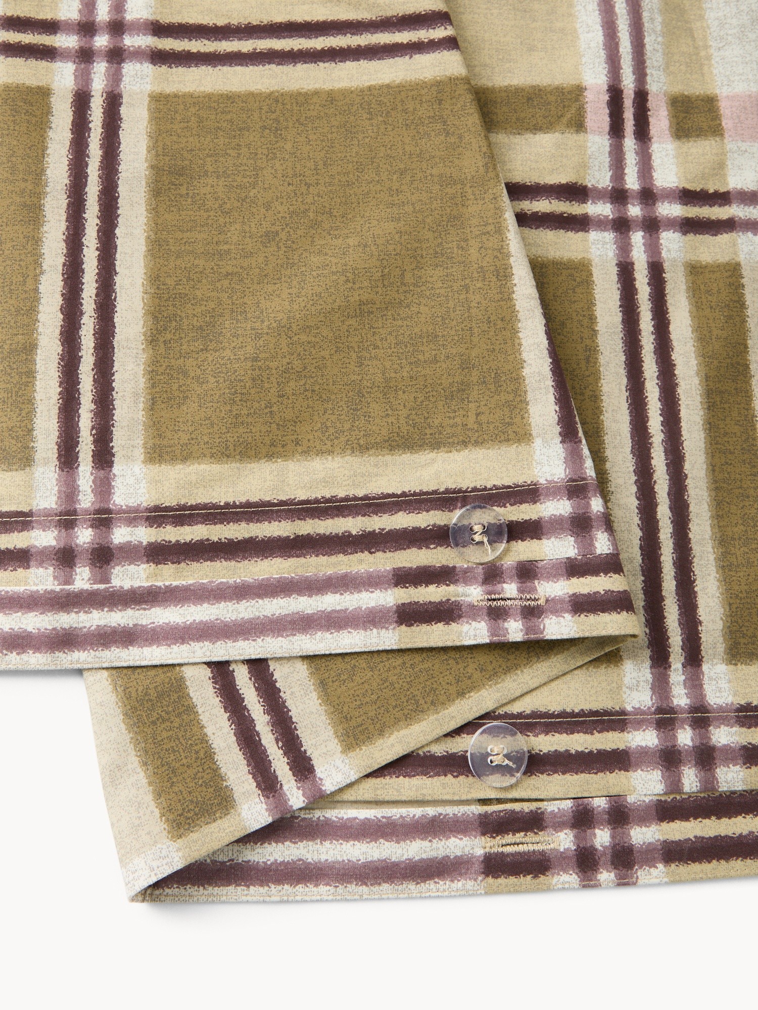 Cotton percale duvet cover set with a check pattern - Discounted Price, Green, large image number 1