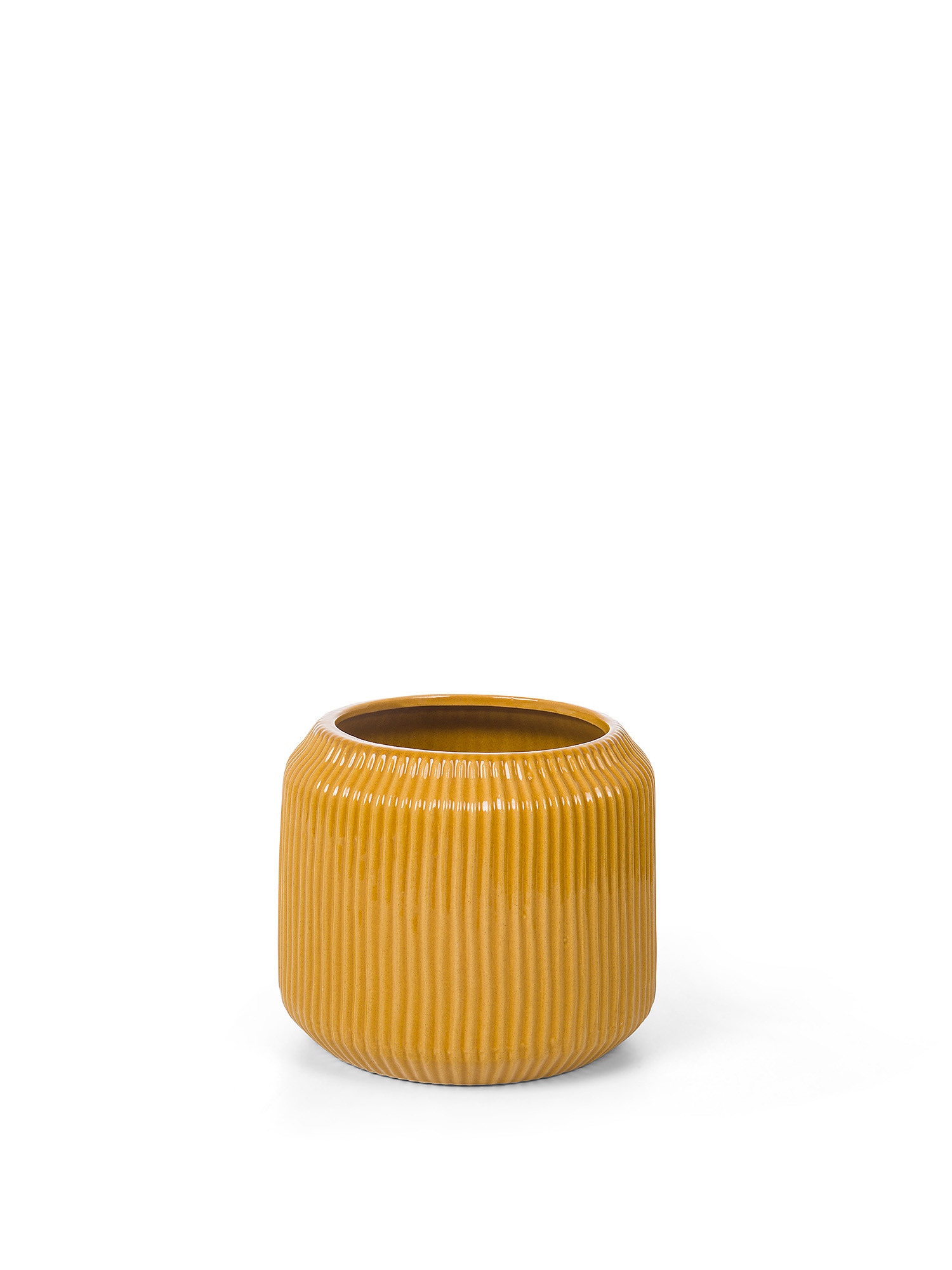 Enamelled porcelain cachepot, Ocra Yellow, large image number 0