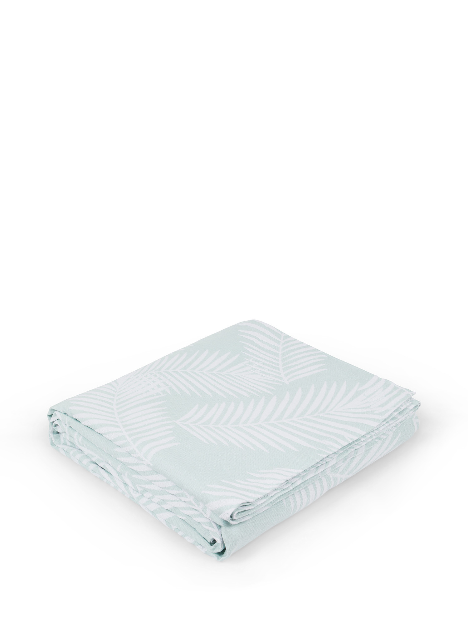 Solid color cotton bedspread with leaves motif, Light Blue, large image number 0