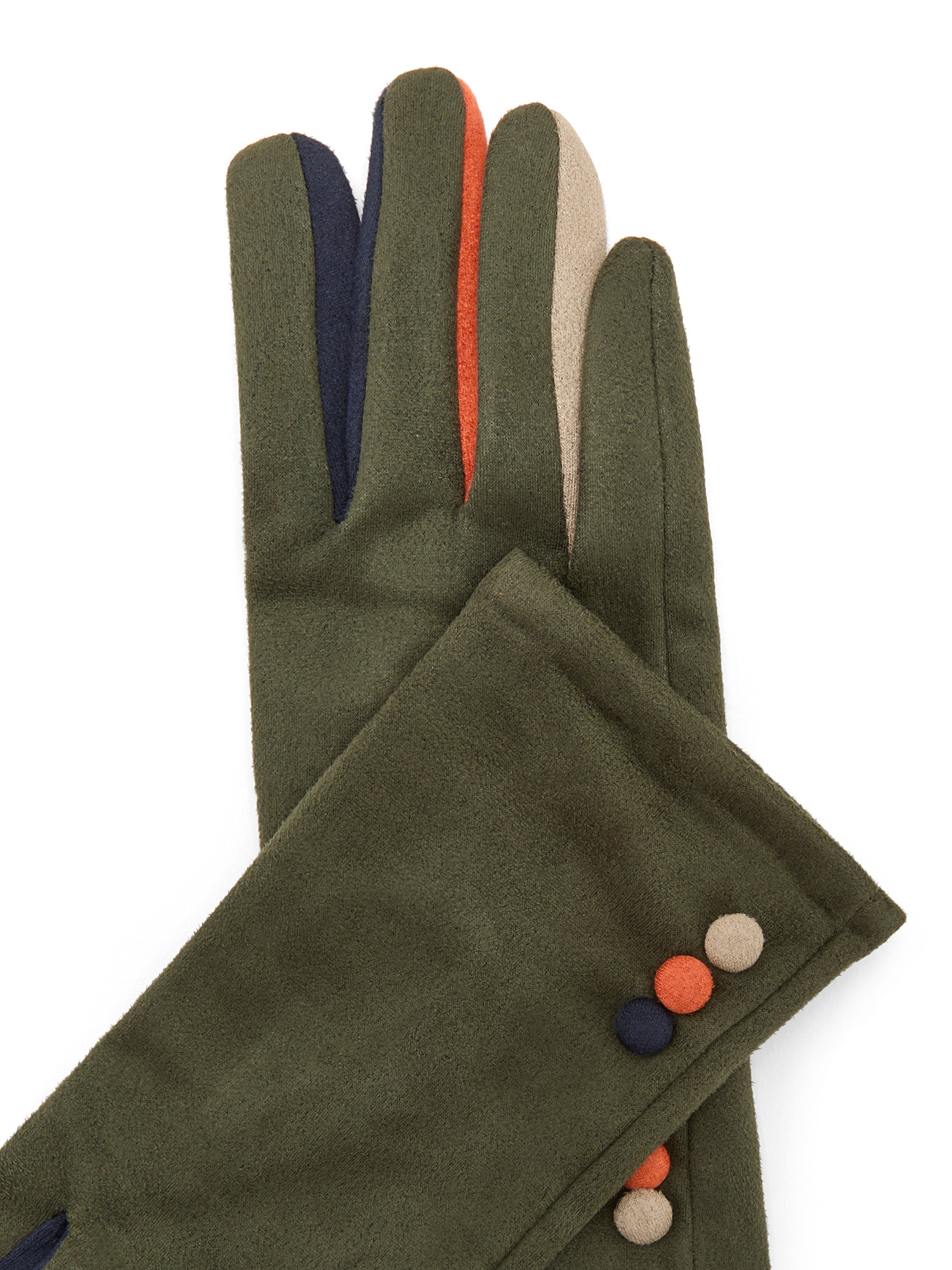 Koan - Touch screen gloves in synthetic suede, Green, large image number 1