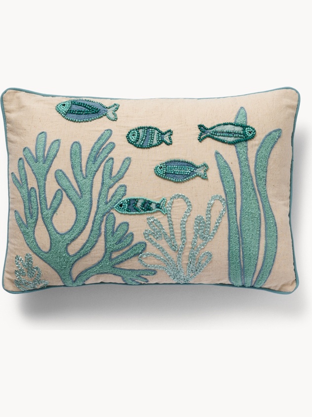 Cuscino ricamo fondale marino 35x50cm