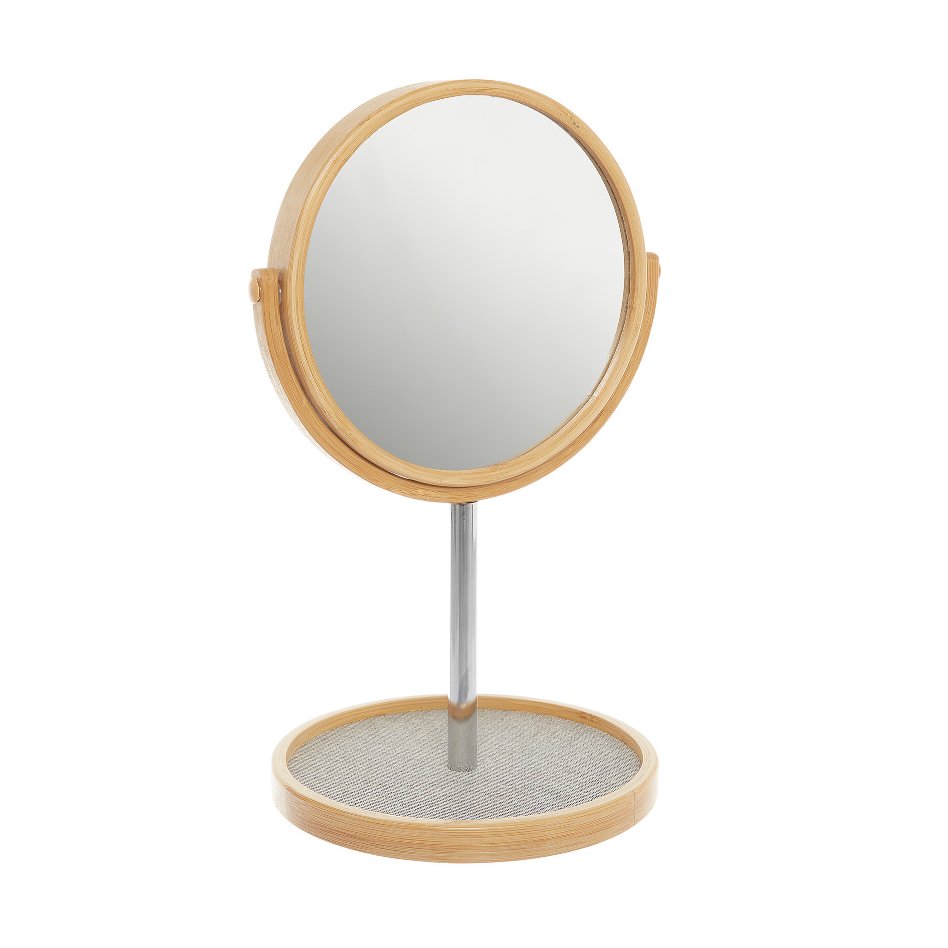 Mirror with base in bamboo and fabric, Natural, large image number 0