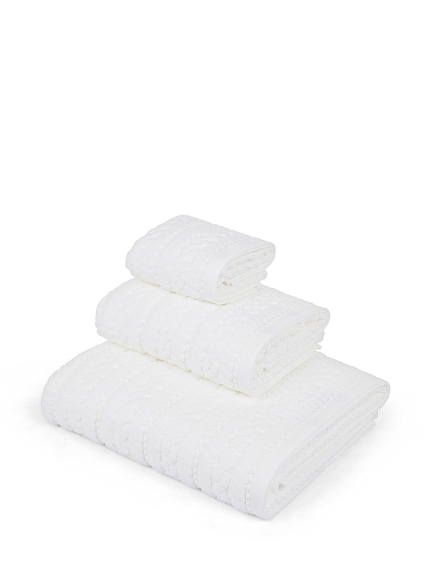 Asciugamani per il viso in mussola di cotone, 2 pz - Bianco/viola