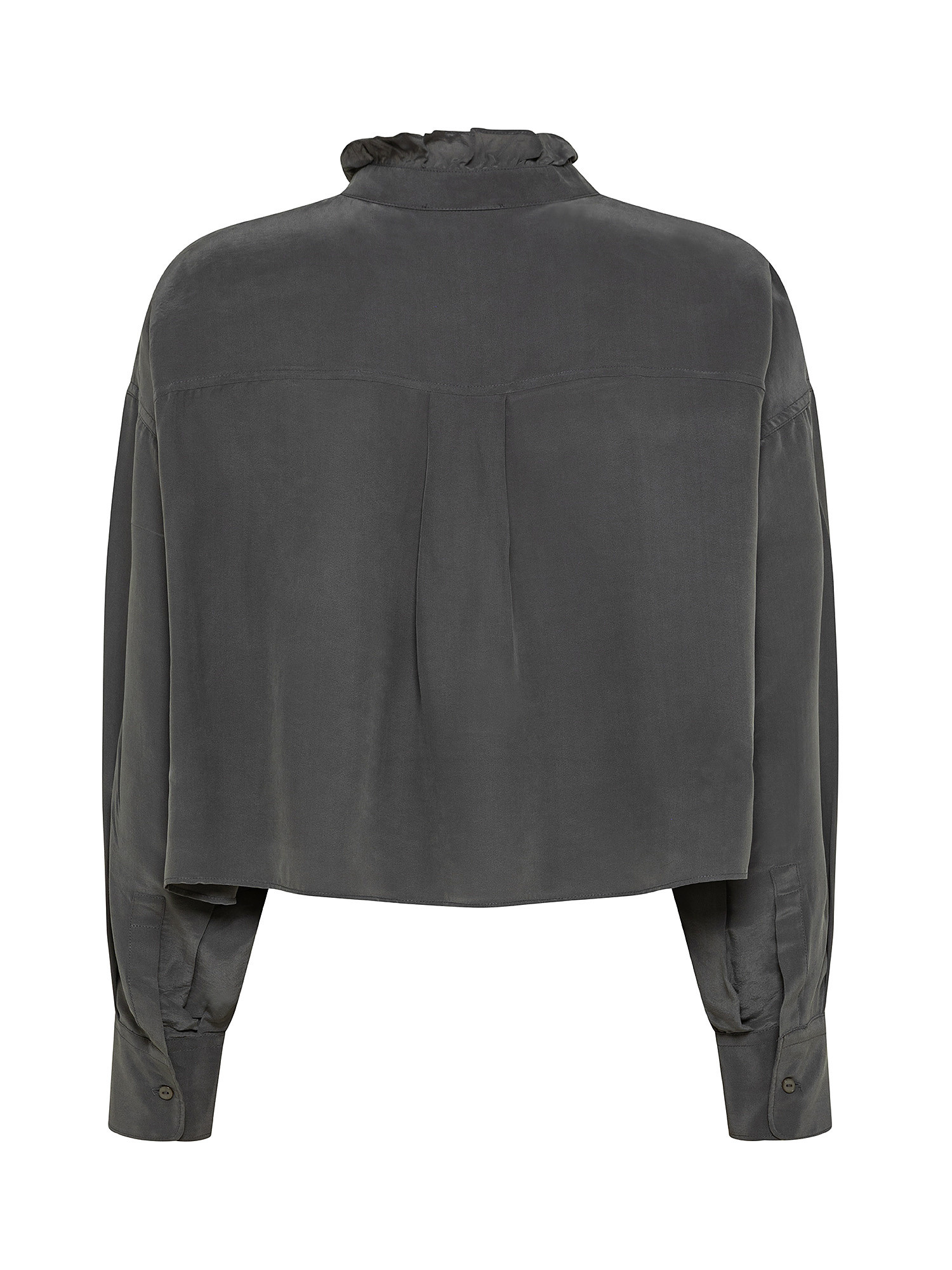 Crop blouse in viscose cut over, Grey, large image number 1