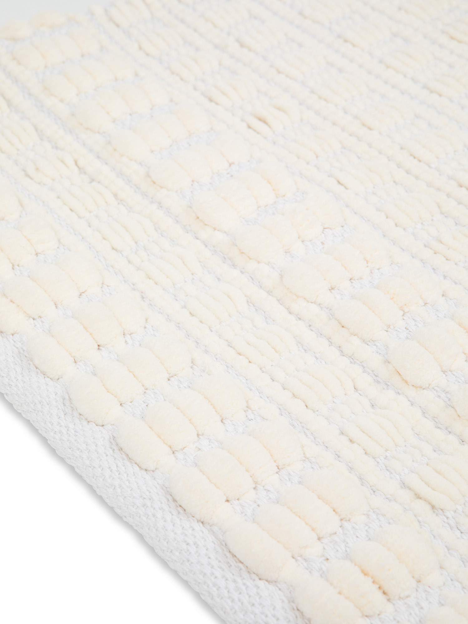 Wrought cotton and chenille bathroom rug, White, large image number 1