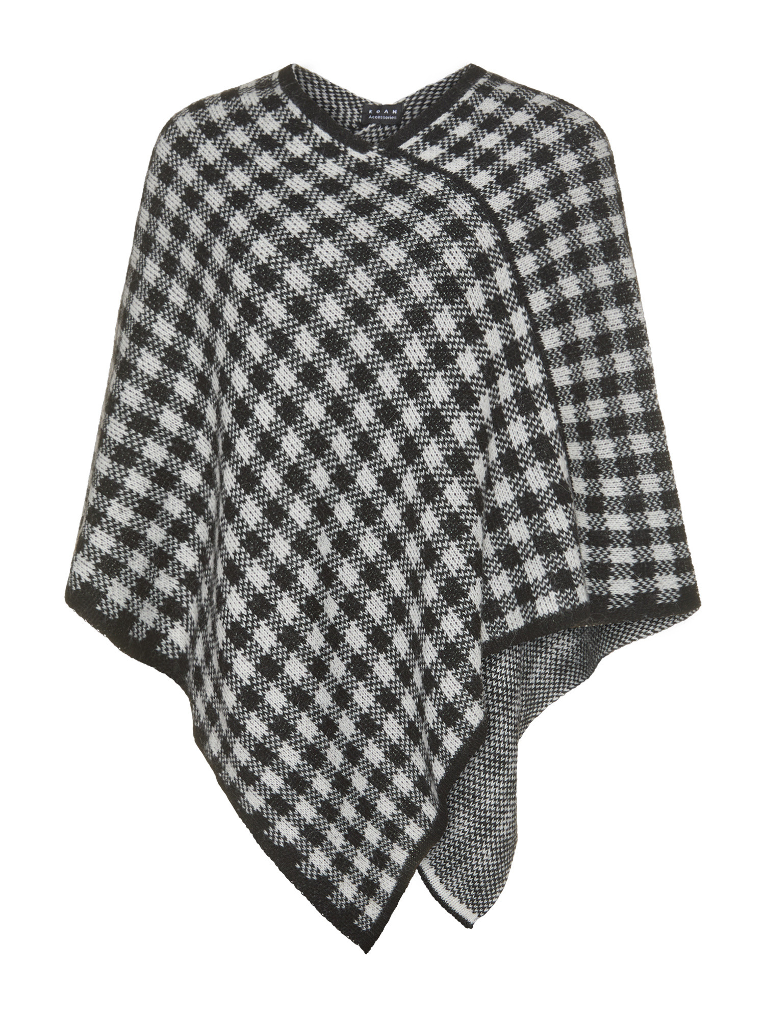 Koan - Checked jacquard knit poncho, White, large image number 0