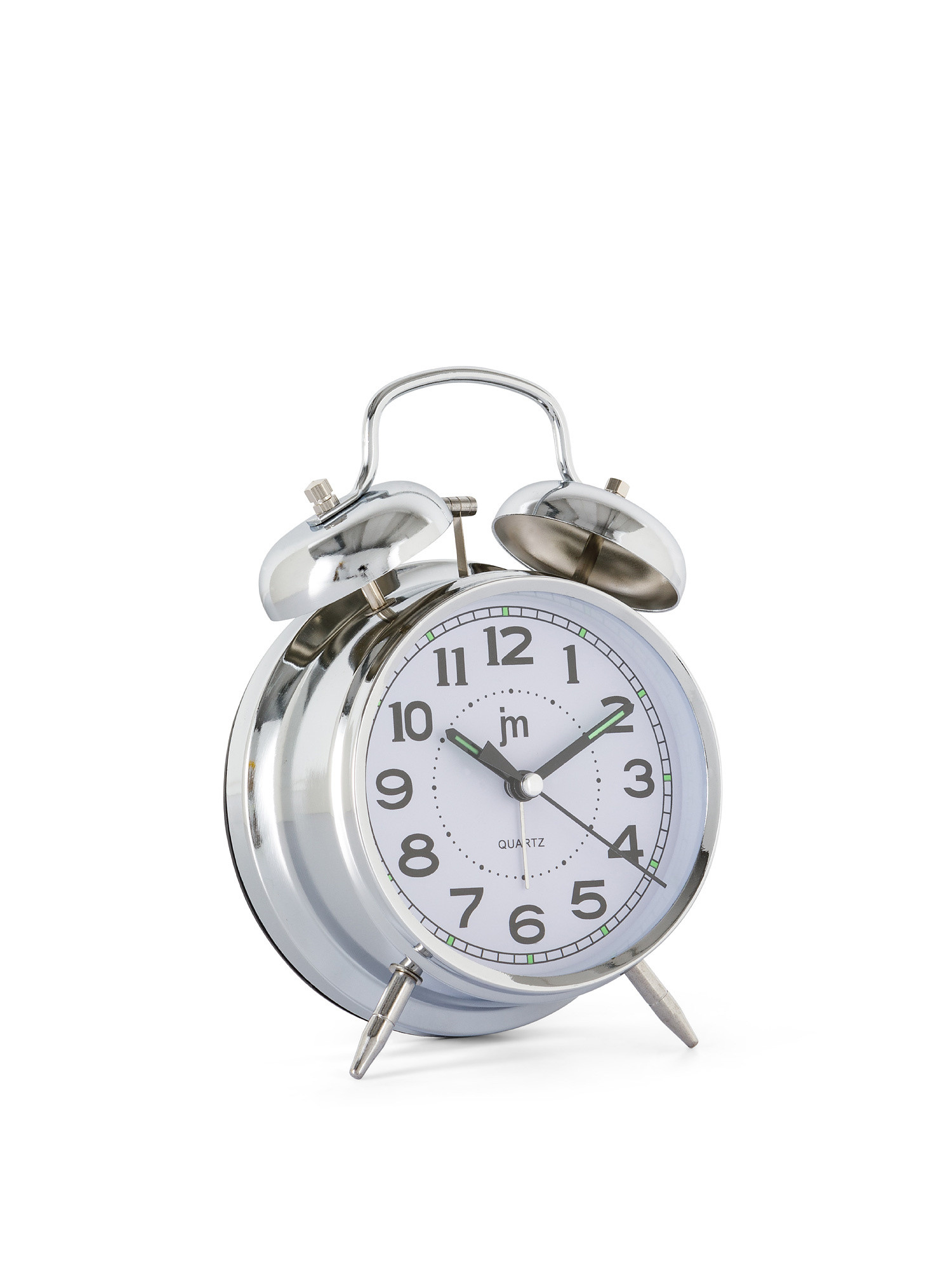 Metal analog quartz alarm clock, Silver Grey, large image number 0