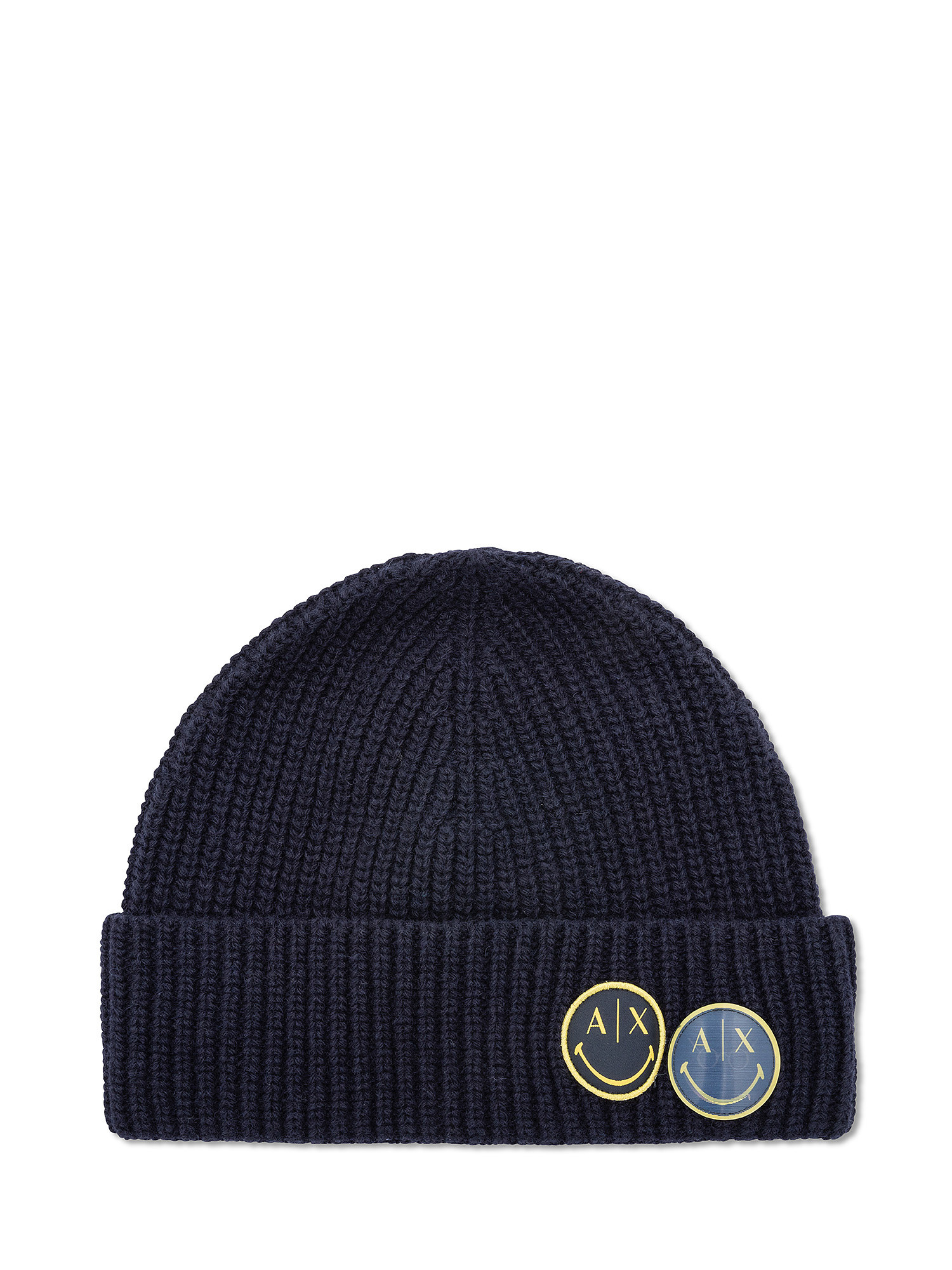 Armani Exchange - Beanie hat with applications, Dark Blue, large image number 0