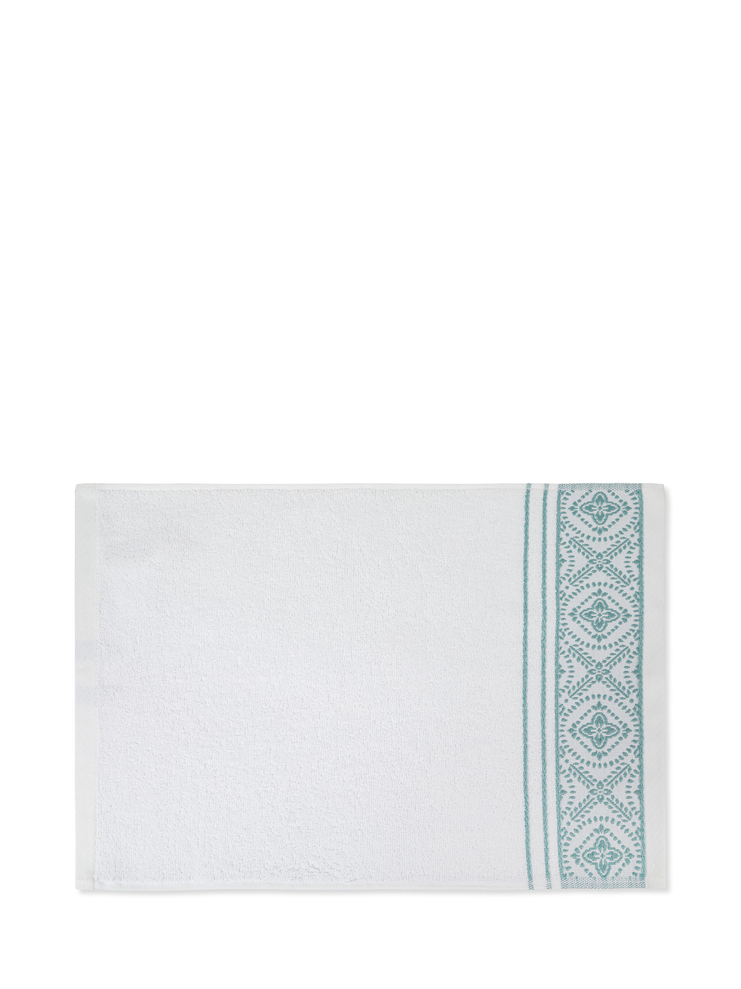 Set 2 asciugamani in spugna di cotone con motivo ornamentale, Azzurro, large image number 1
