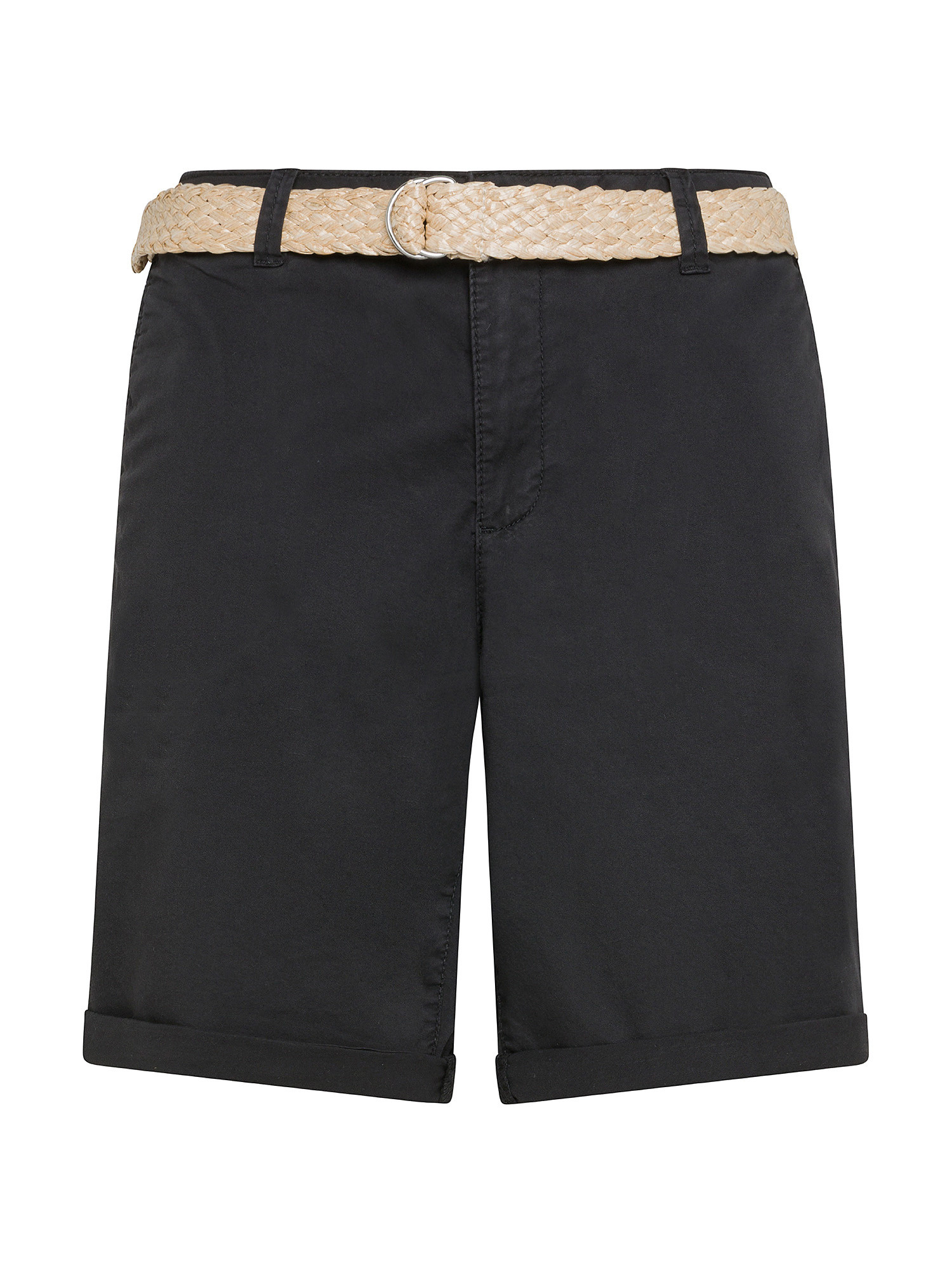 Esprit - Shorts con cintura intrecciata in rafia, Nero, large image number 0
