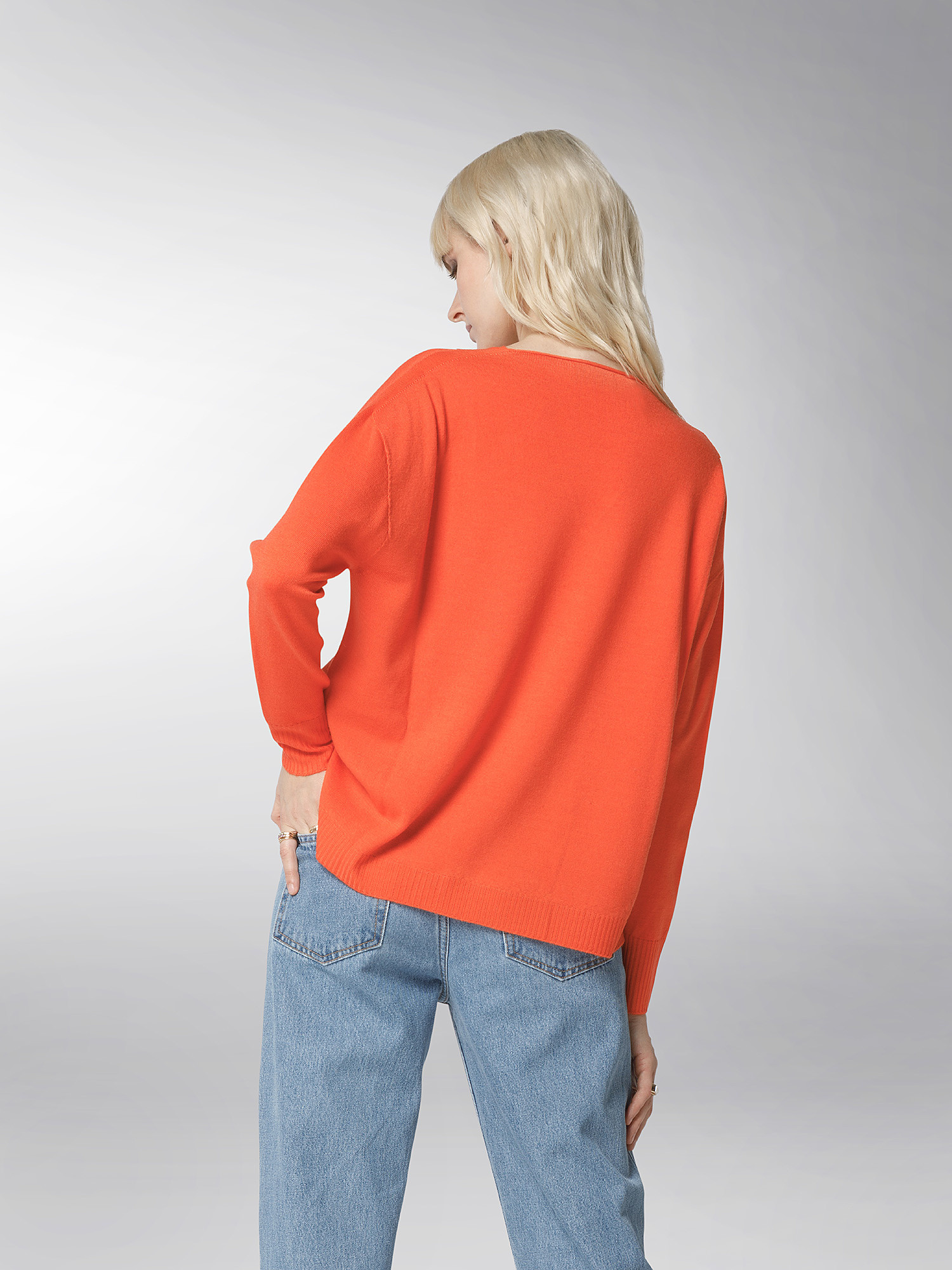 K Collection - V-neck sweater, Orange, large image number 4