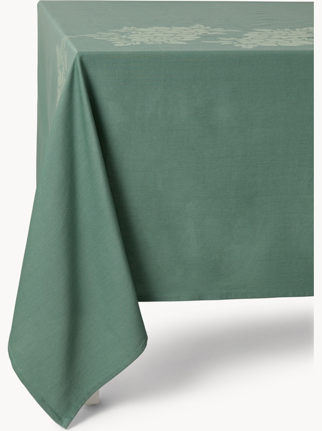 Tovaglia in puro cotone con trama jacquard floreale - Prezzo di lancio