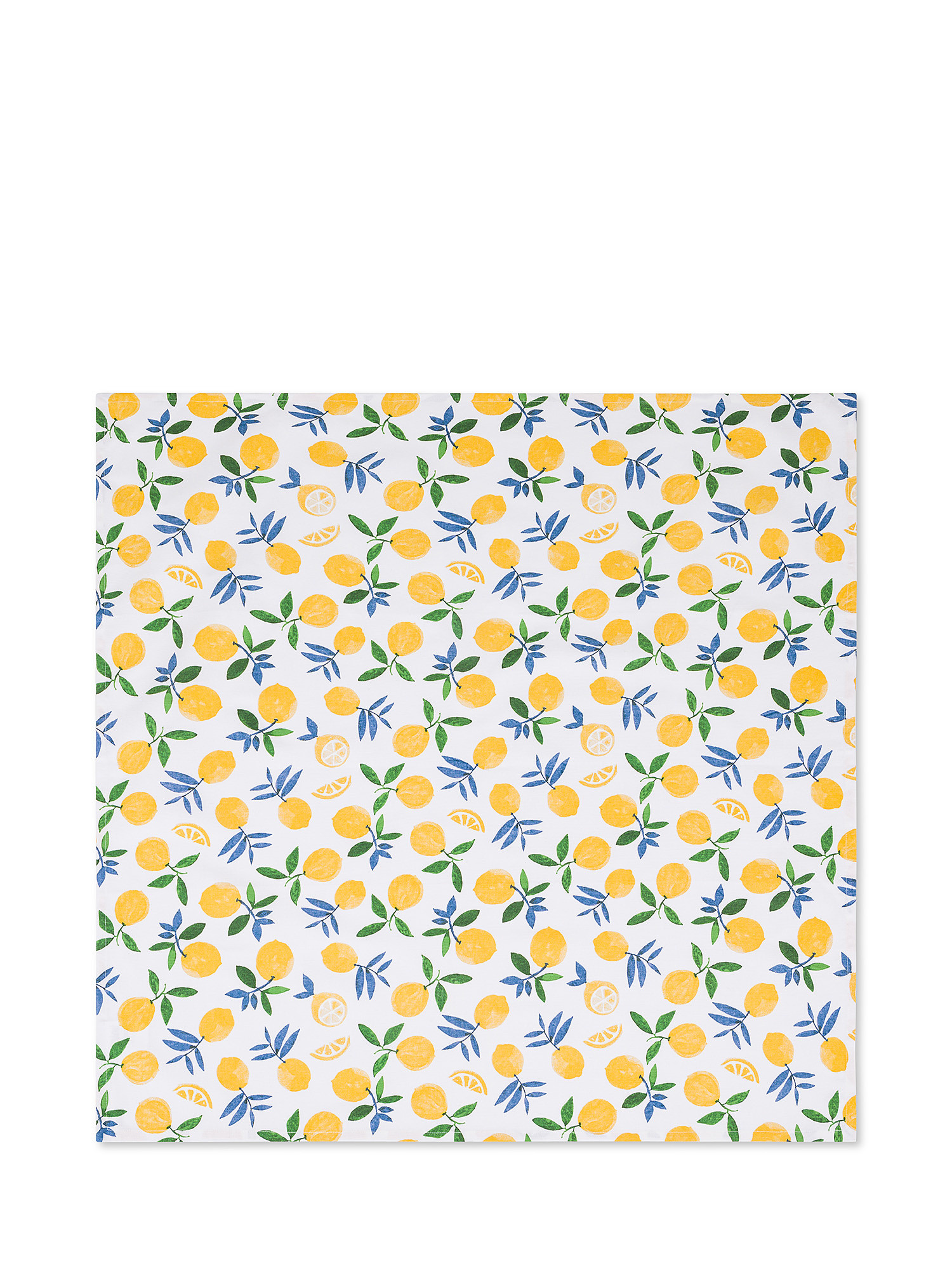 Cotton table cover with lemon print, White, large image number 0